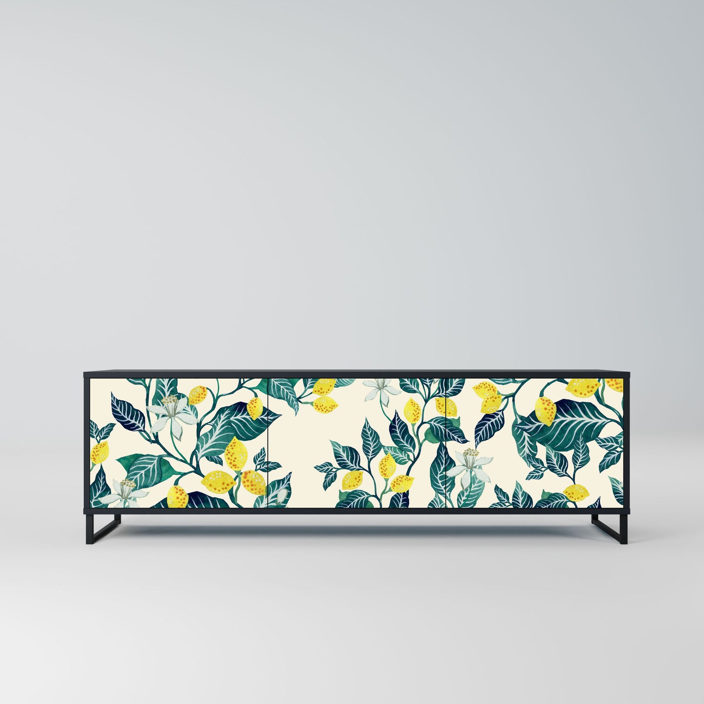LEMON TREE 3-Door TV Stand in Black Finish