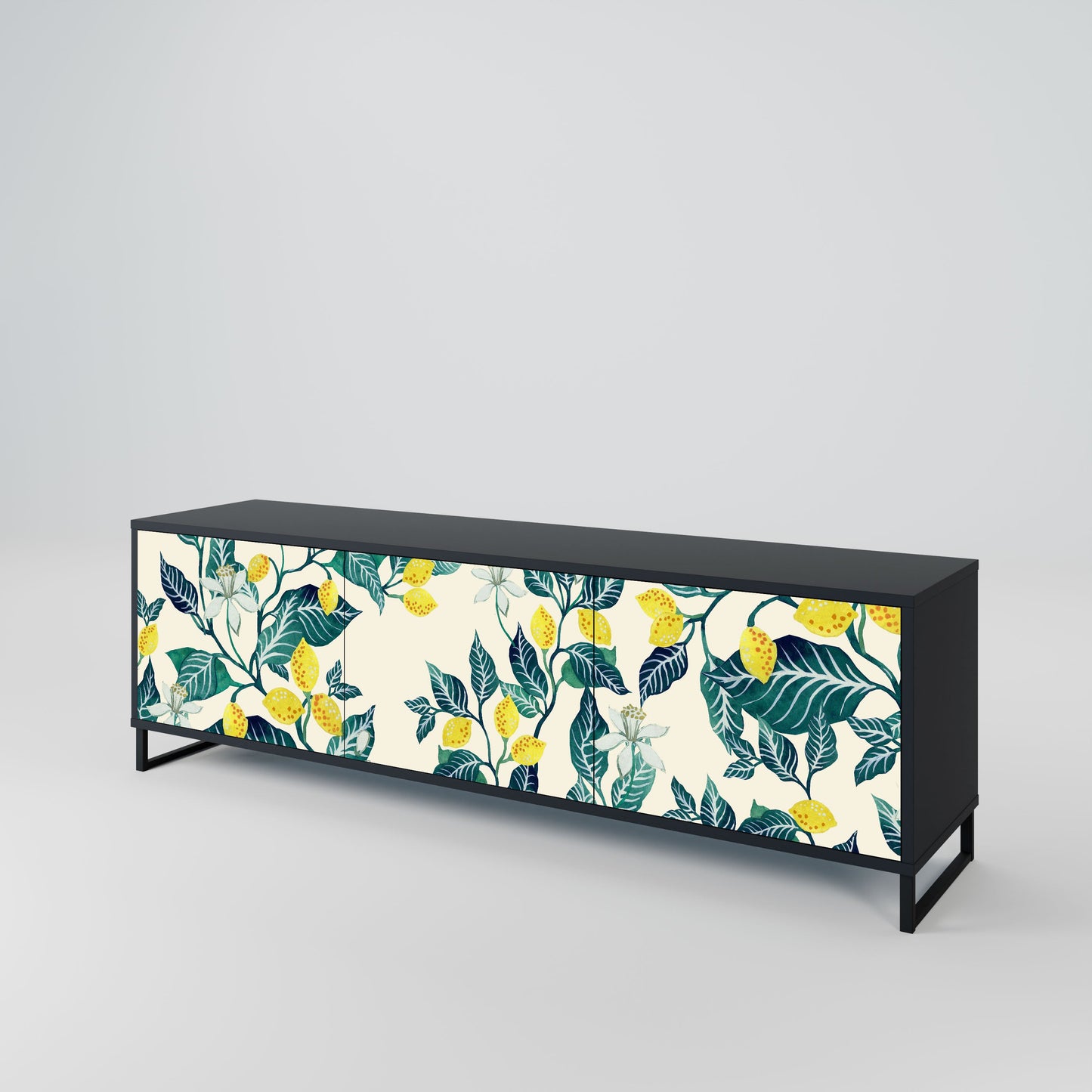 LEMON TREE 3-Door TV Stand in Black Finish