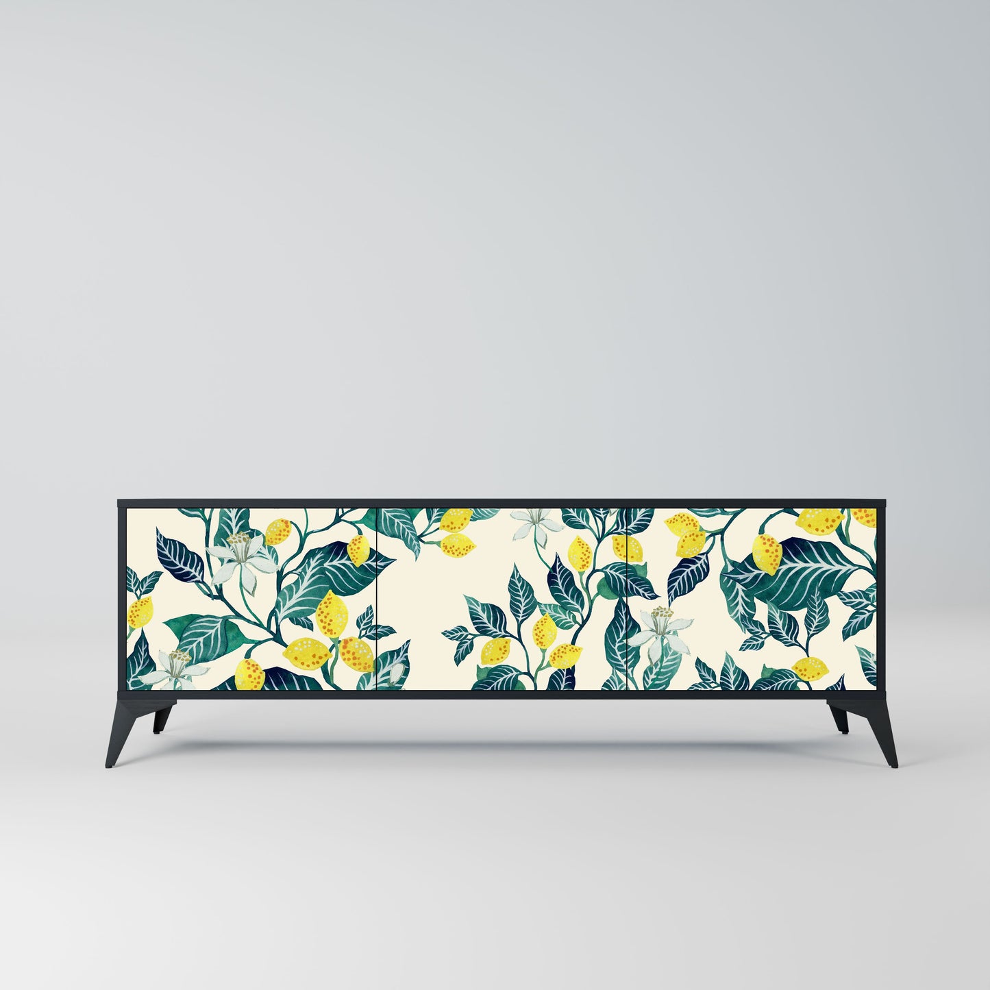 LEMON TREE 3-Door TV Stand in Black Finish