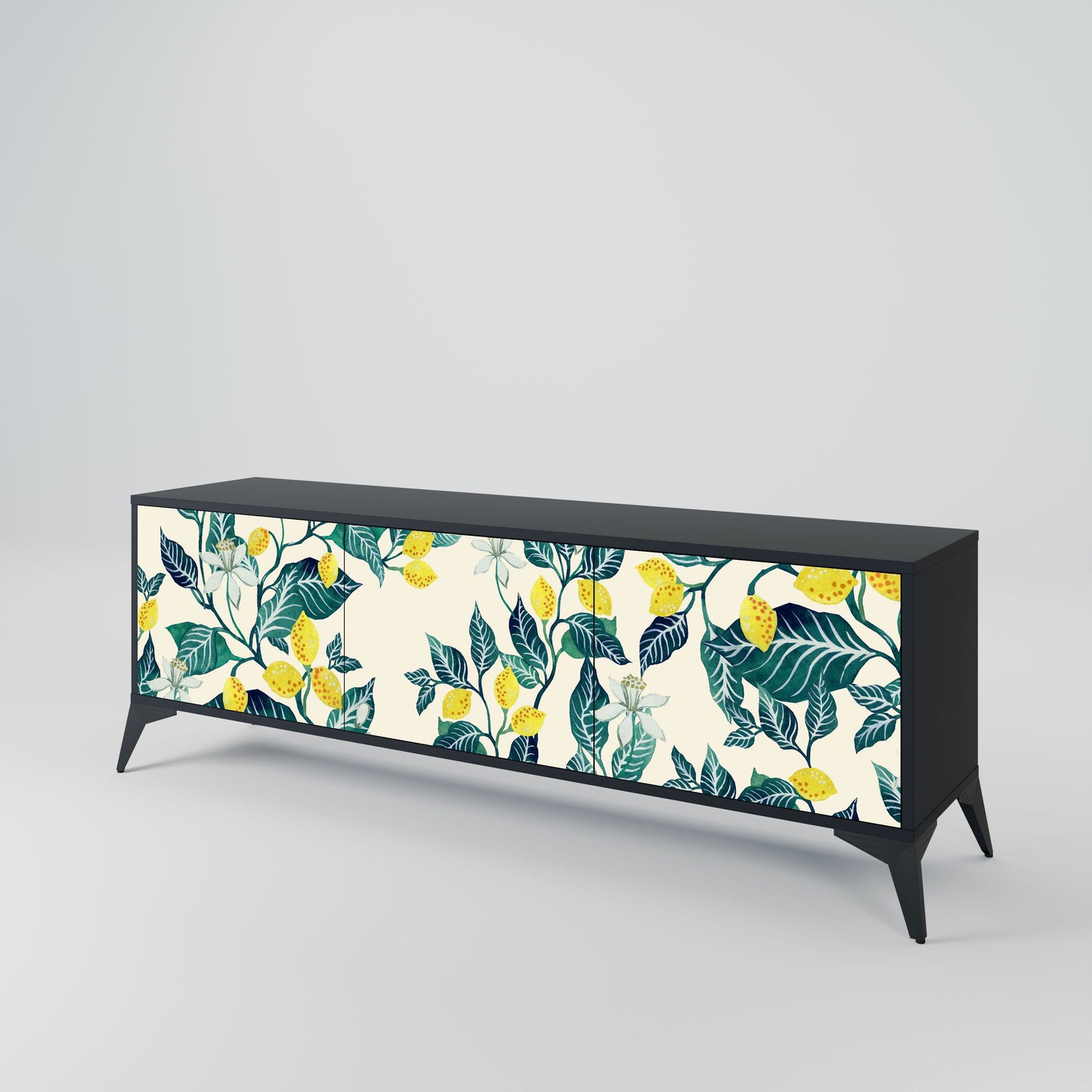 LEMON TREE 3-Door TV Stand in Black Finish