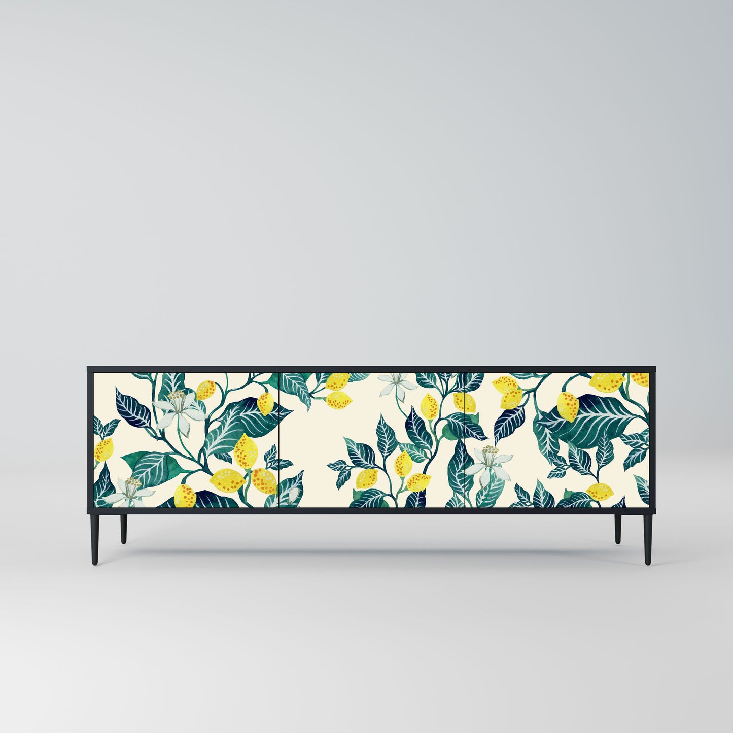 LEMON TREE 3-Door TV Stand in Black Finish