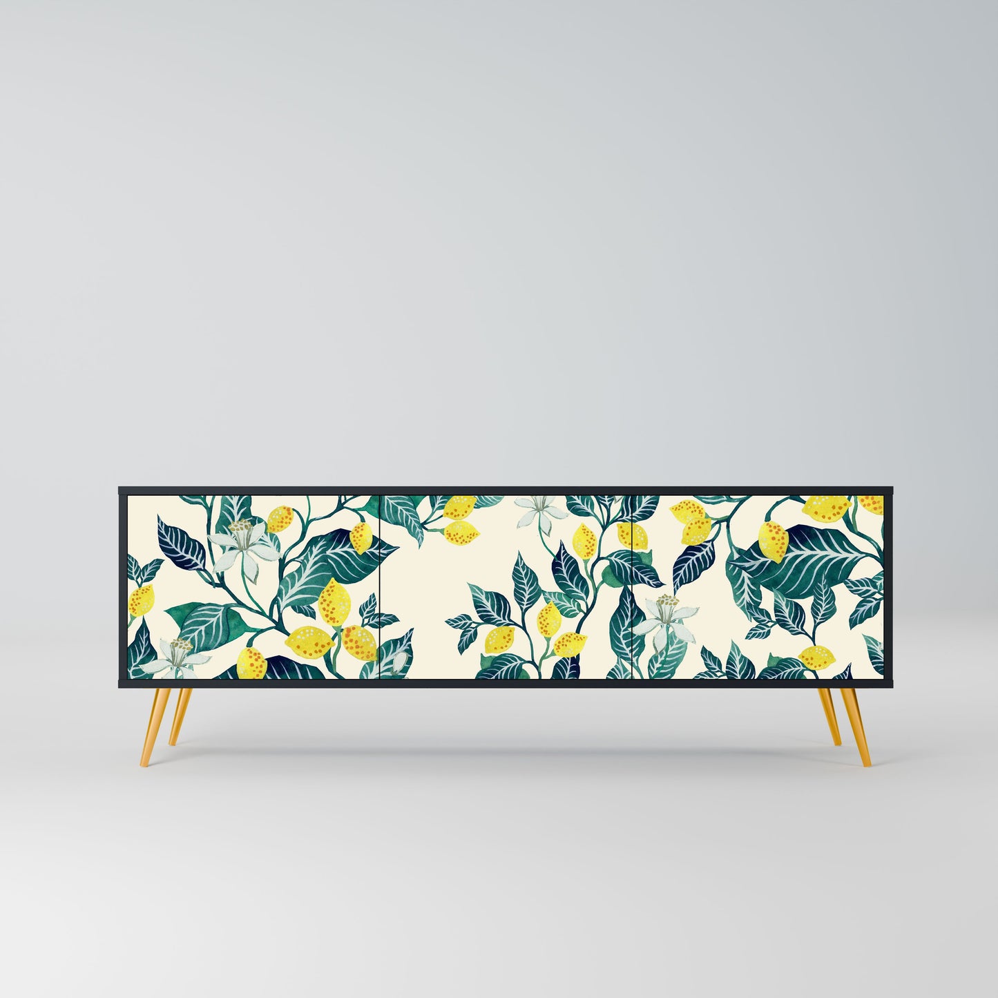 LEMON TREE 3-Door TV Stand in Black Finish