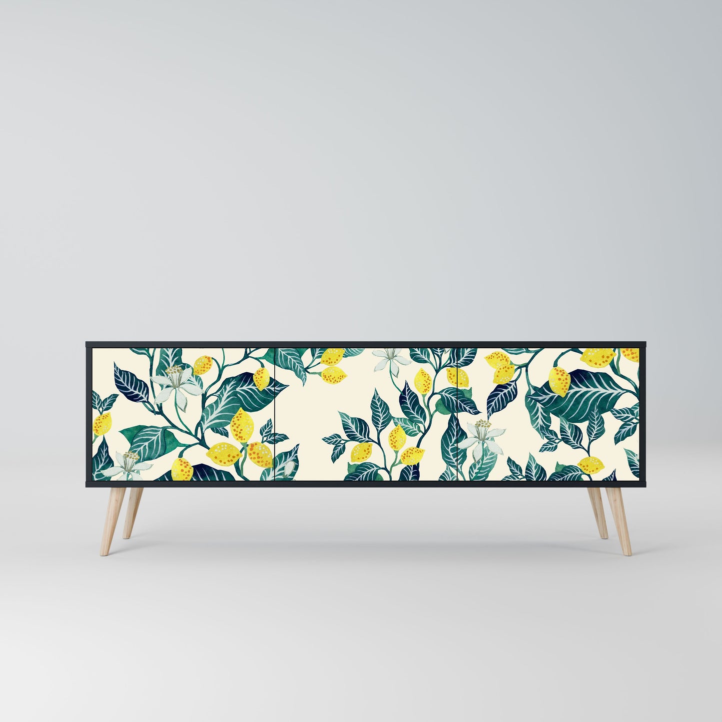 LEMON TREE 3-Door TV Stand in Black Finish