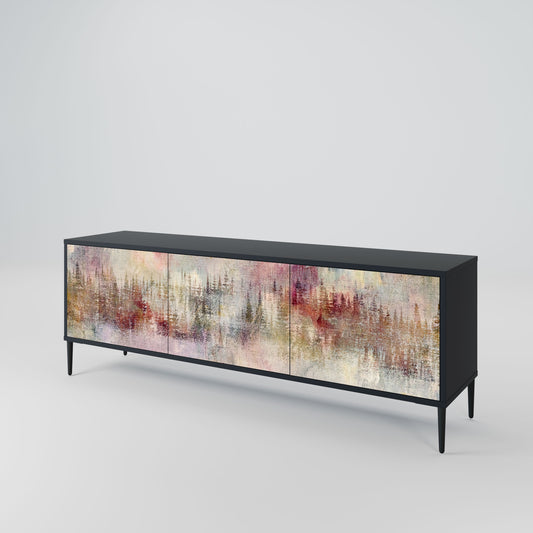 VEILED SUMMIT 3-Door TV Stand in Black Finish