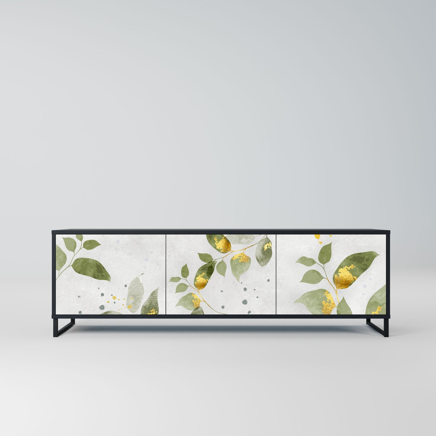 ELEGANT BOTANICS 3-Door TV Stand in Black Finish