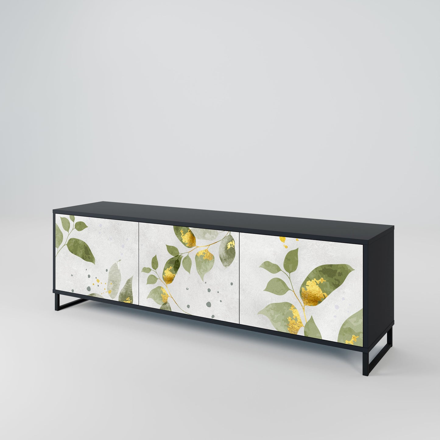 ELEGANT BOTANICS 3-Door TV Stand in Black Finish