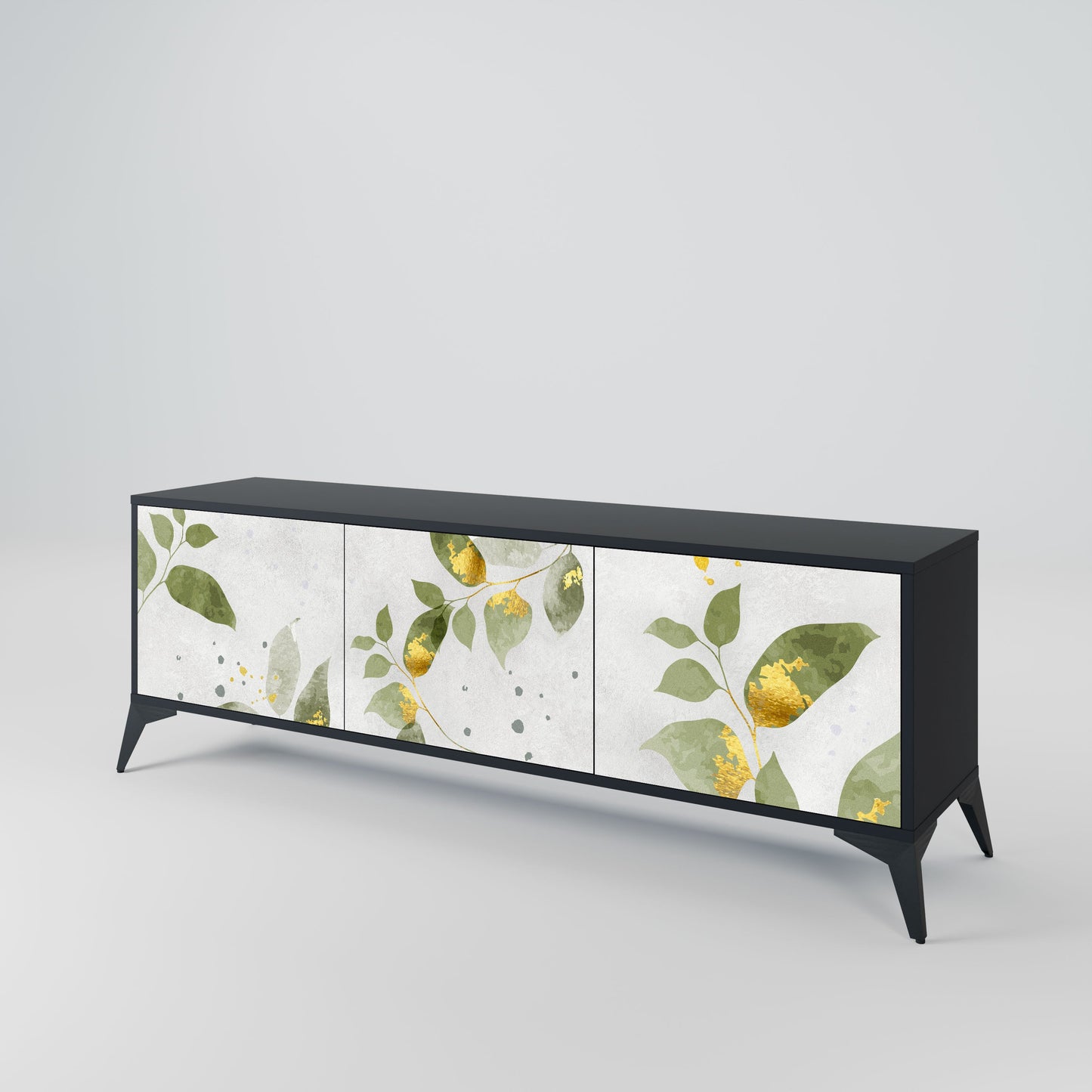 ELEGANT BOTANICS 3-Door TV Stand in Black Finish