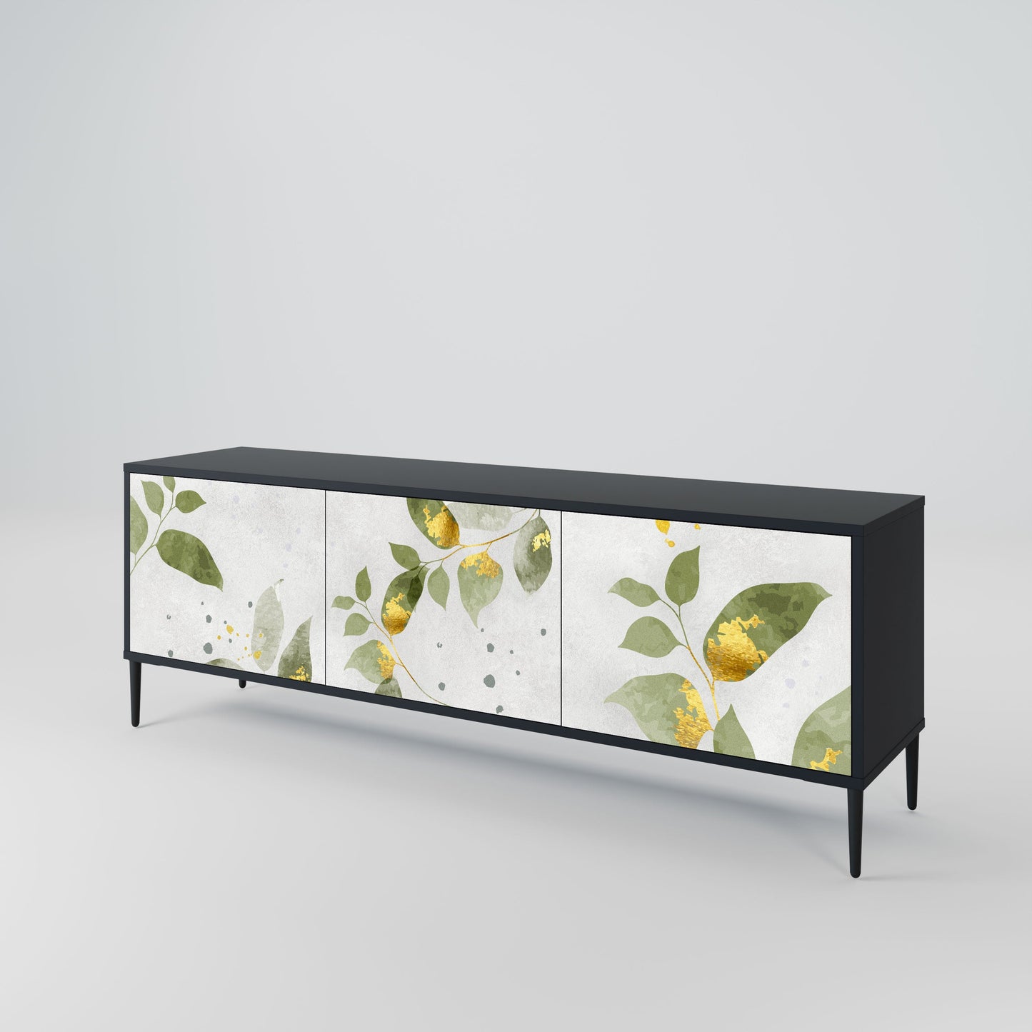 ELEGANT BOTANICS 3-Door TV Stand in Black Finish