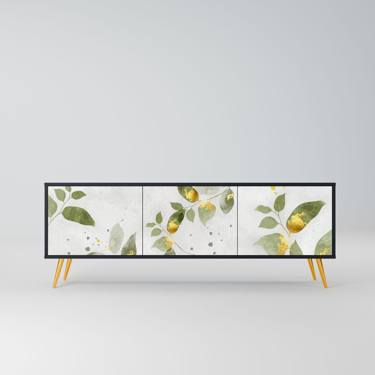 ELEGANT BOTANICS 3-Door TV Stand in Black Finish