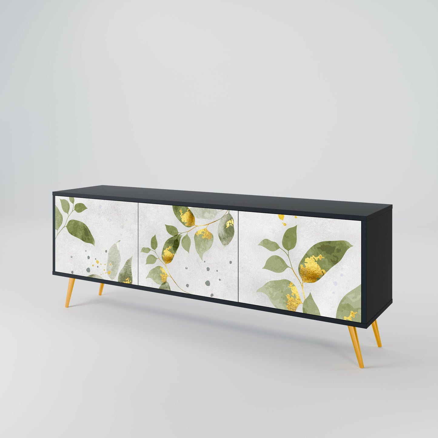 ELEGANT BOTANICS 3-Door TV Stand in Black Finish