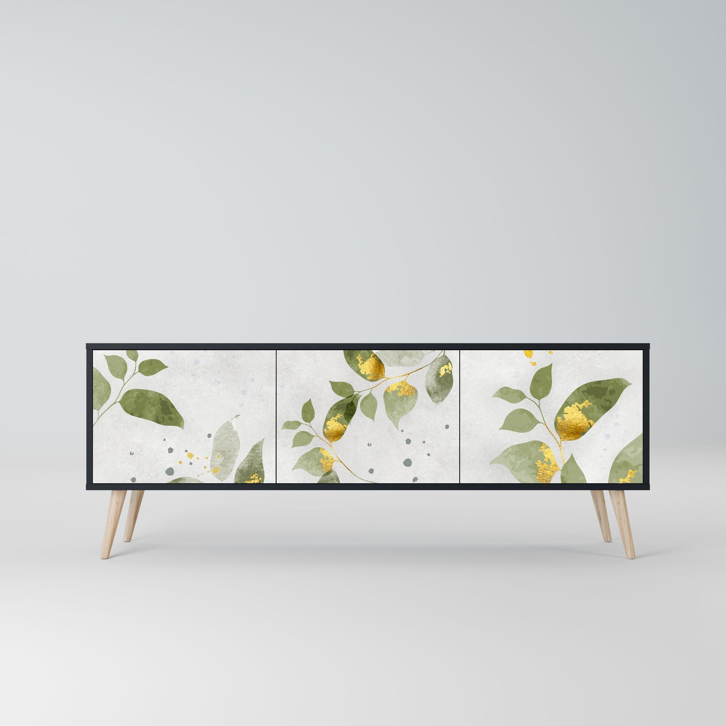 ELEGANT BOTANICS 3-Door TV Stand in Black Finish