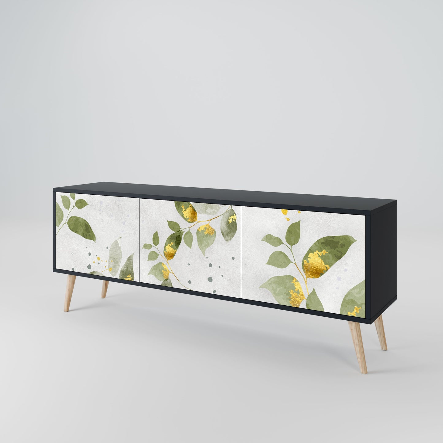 ELEGANT BOTANICS 3-Door TV Stand in Black Finish