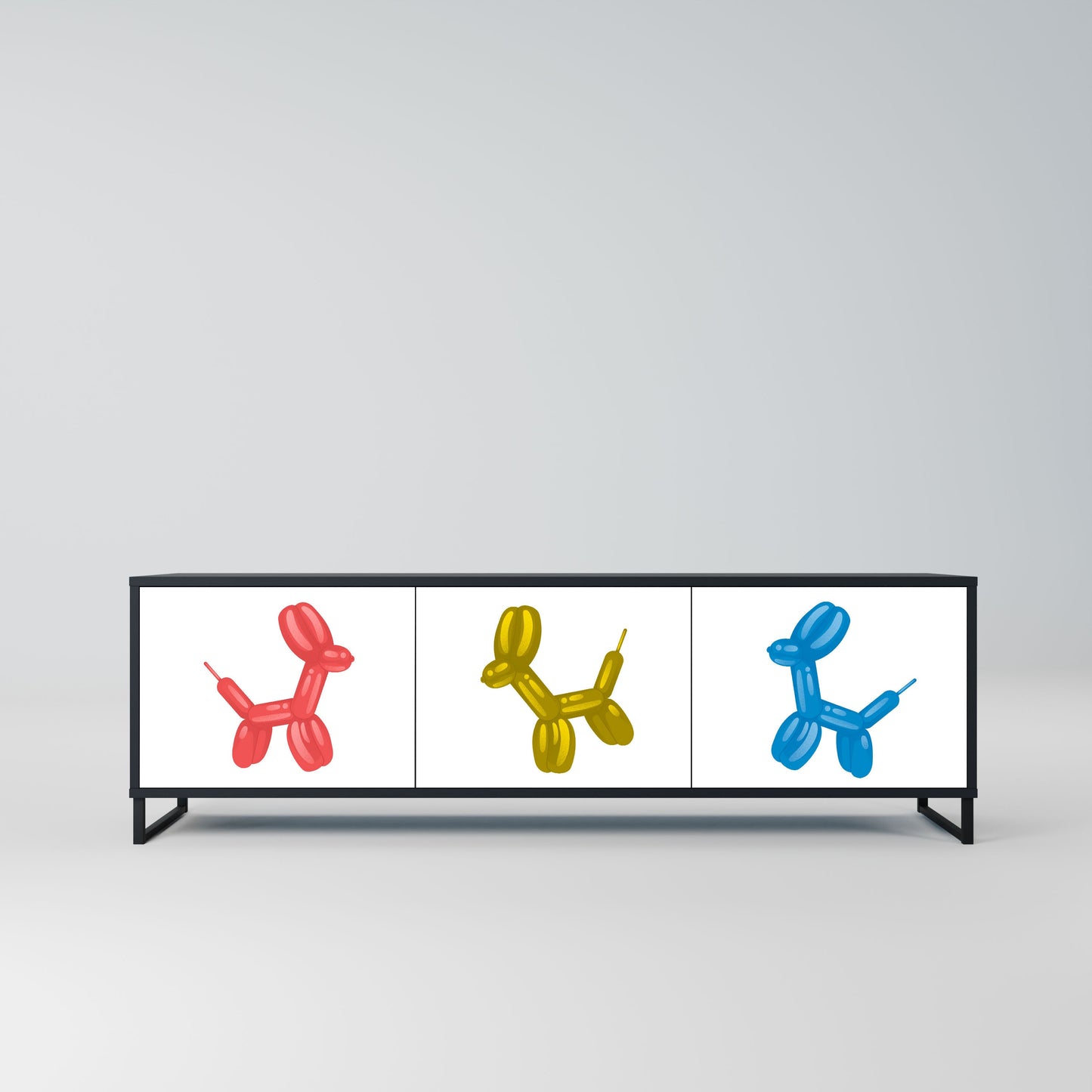CHILDHOOD MEMORY 3-Door TV Stand in Black Finish