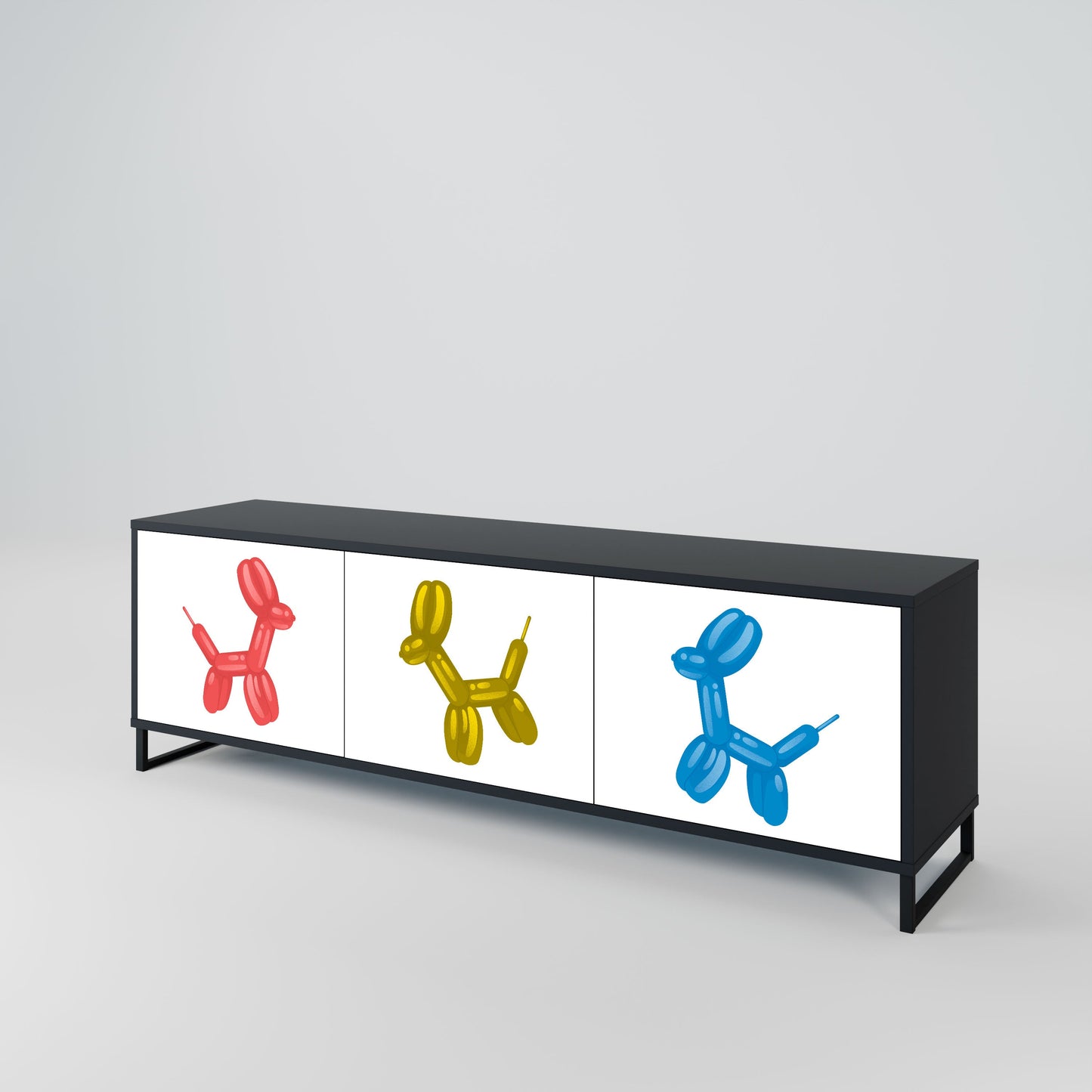CHILDHOOD MEMORY 3-Door TV Stand in Black Finish