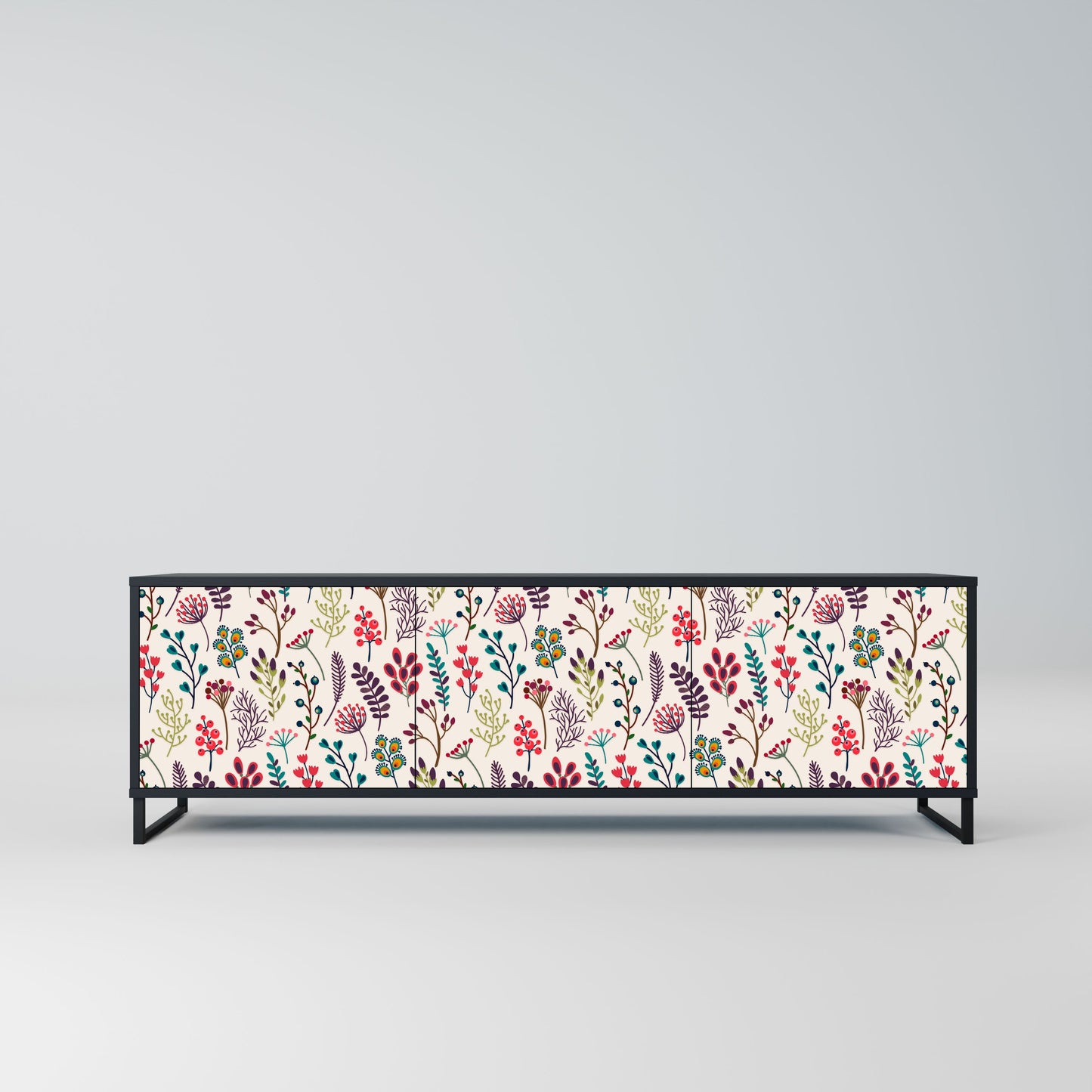 Mobile TV AUTUMN SUNDRIES a 3 ante con finitura nera