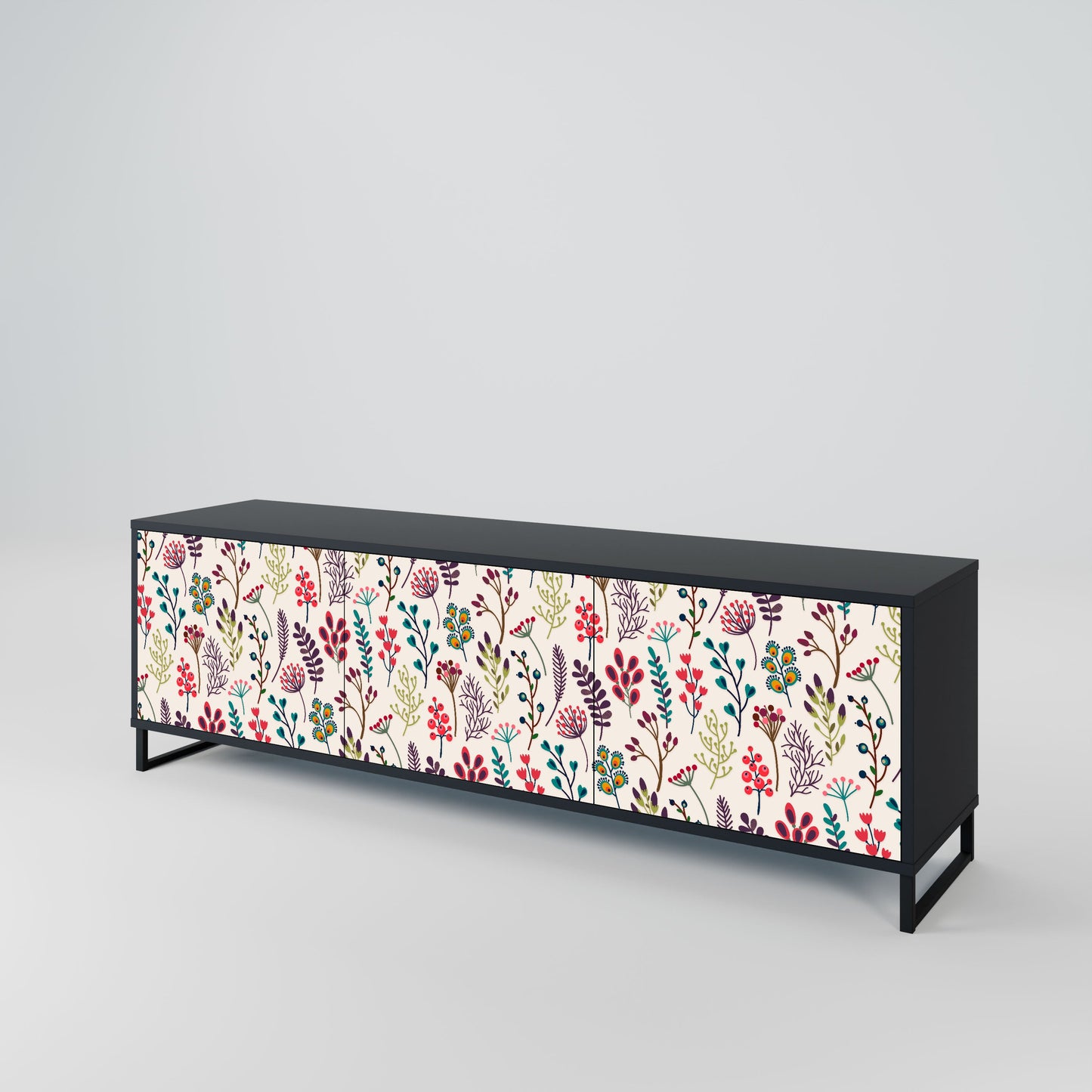 Mobile TV AUTUMN SUNDRIES a 3 ante con finitura nera