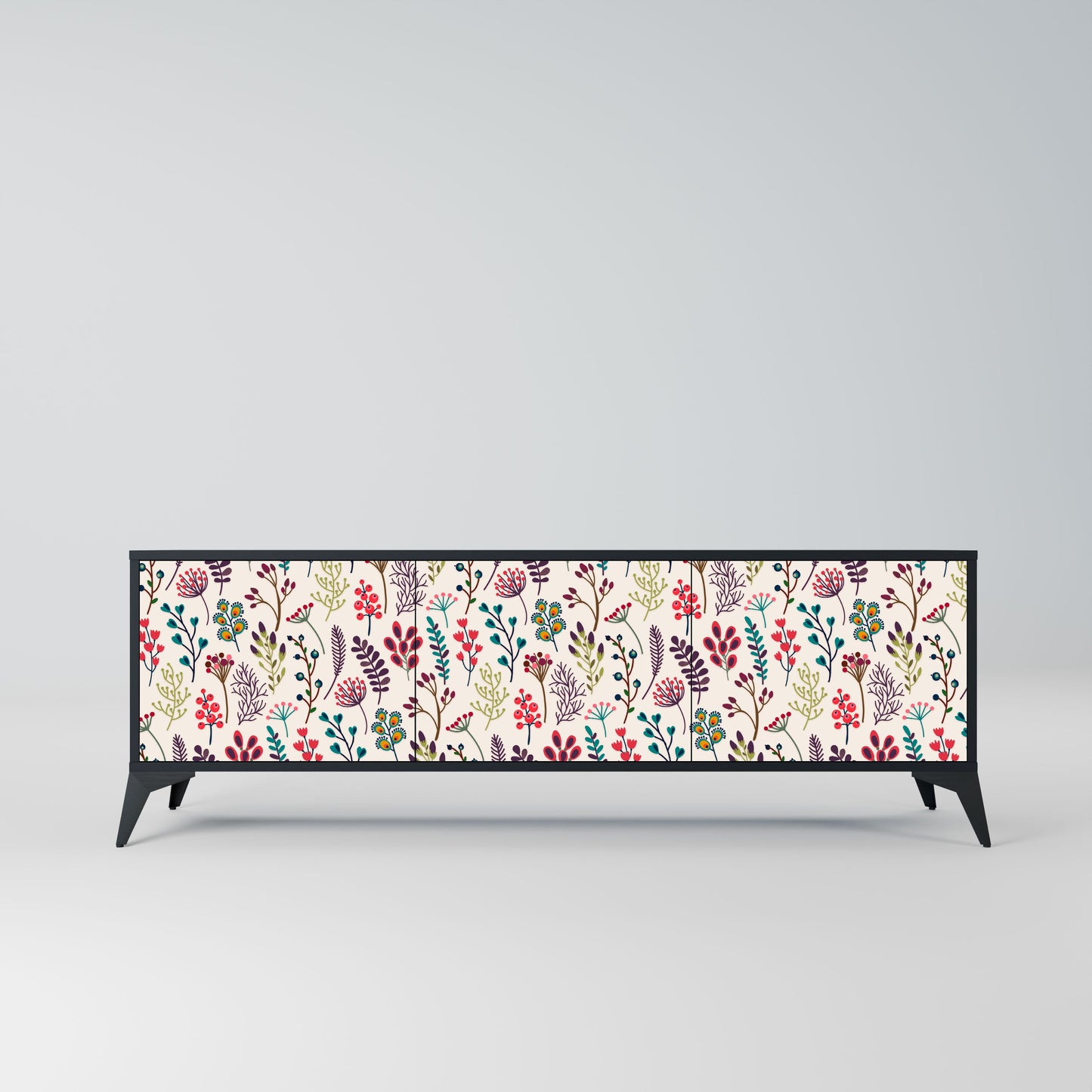 Mobile TV AUTUMN SUNDRIES a 3 ante con finitura nera
