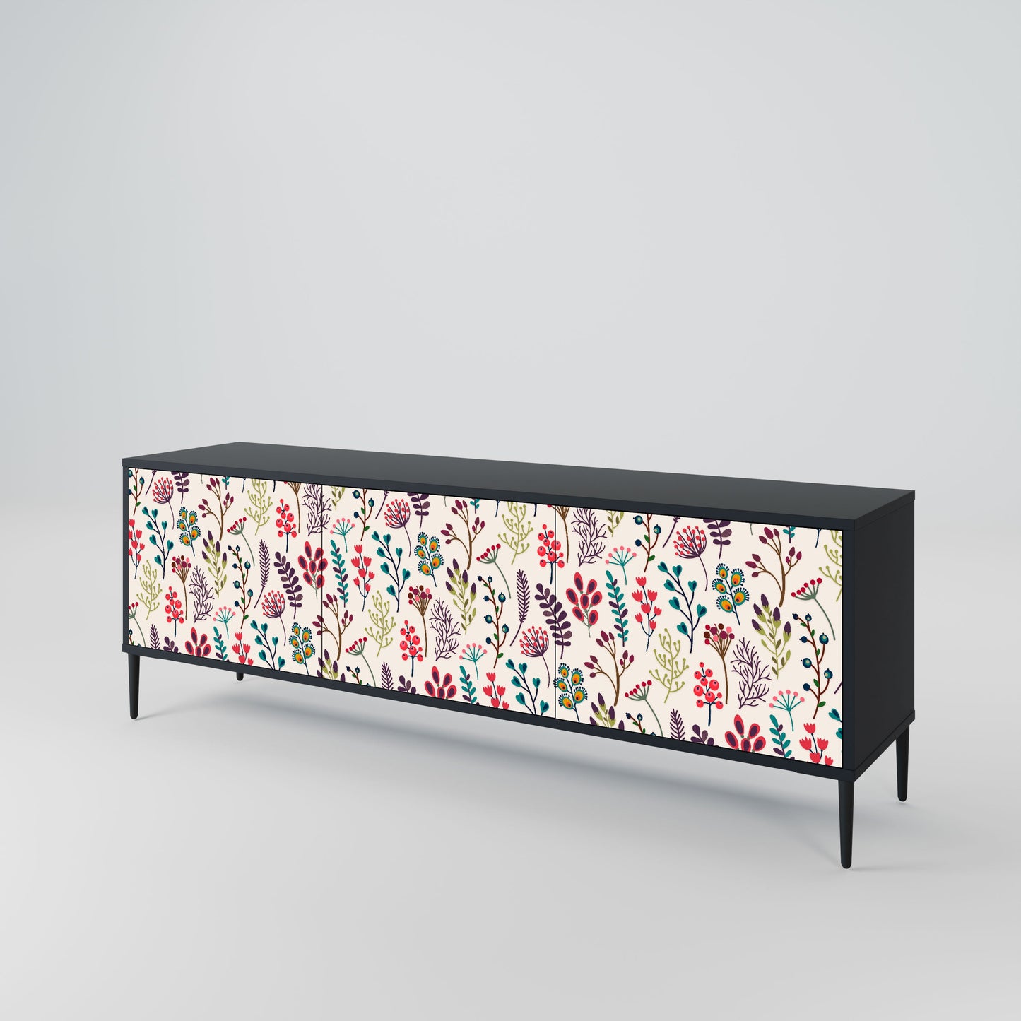 Mobile TV AUTUMN SUNDRIES a 3 ante con finitura nera
