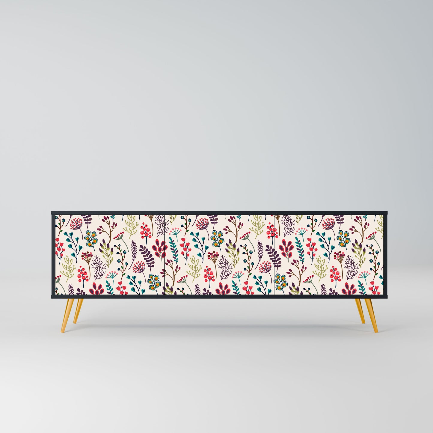 Mobile TV AUTUMN SUNDRIES a 3 ante con finitura nera