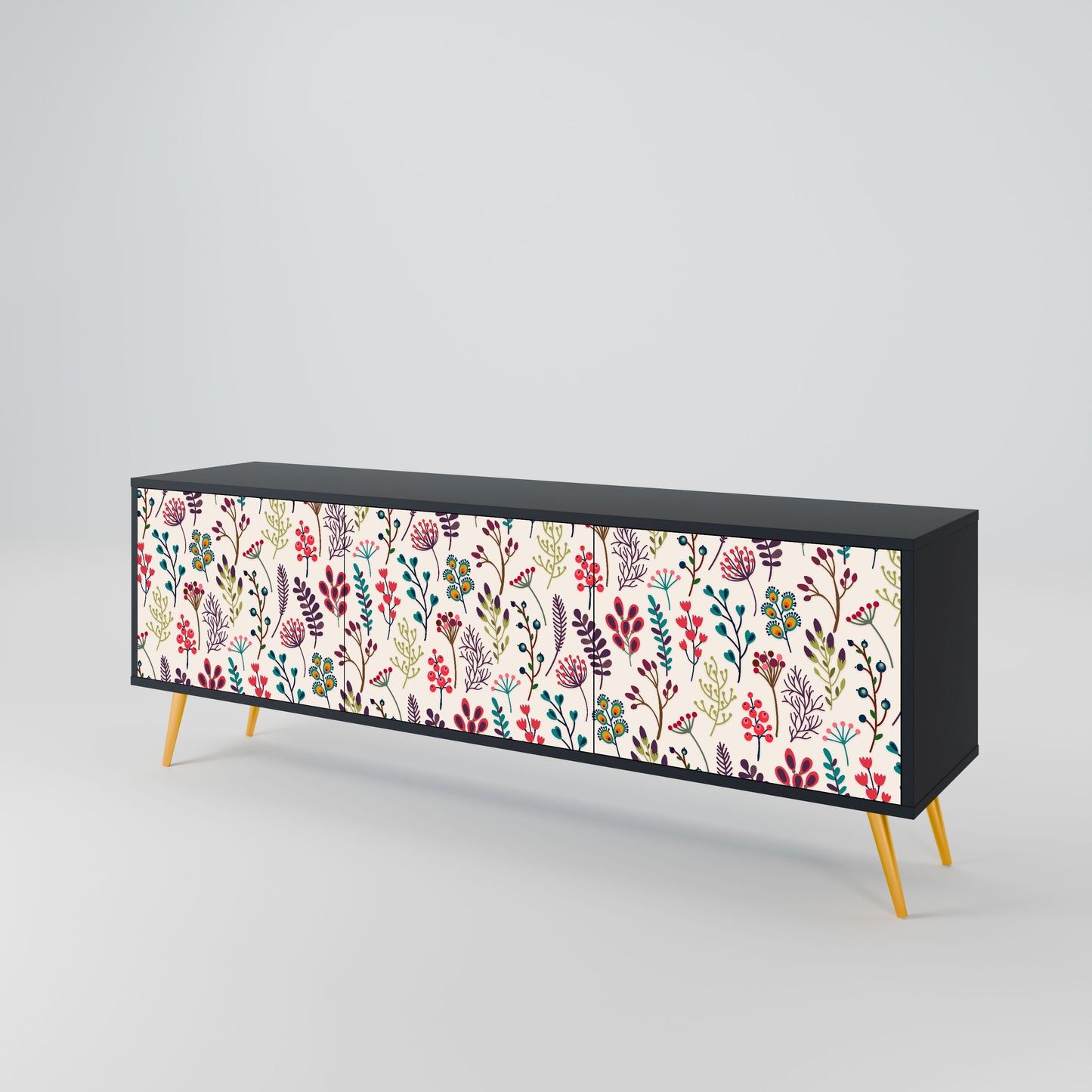 Mobile TV AUTUMN SUNDRIES a 3 ante con finitura nera