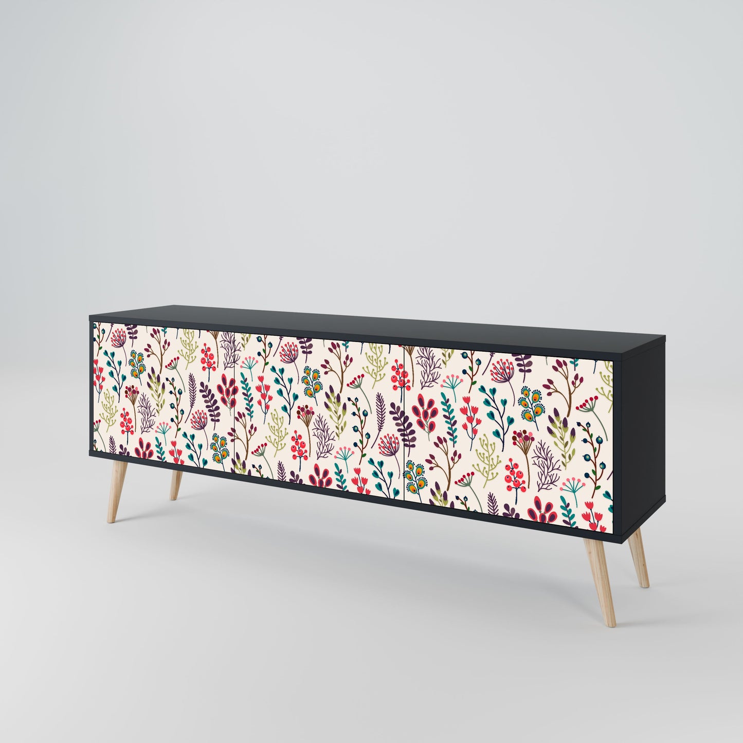 Mobile TV AUTUMN SUNDRIES a 3 ante con finitura nera