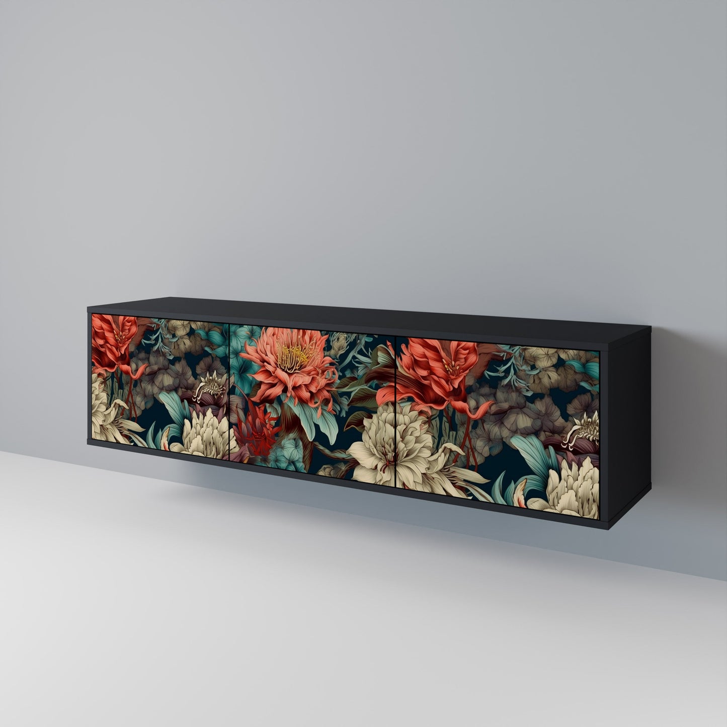 Mobile TV SPROUTING GRACE a 3 ante con finitura nera