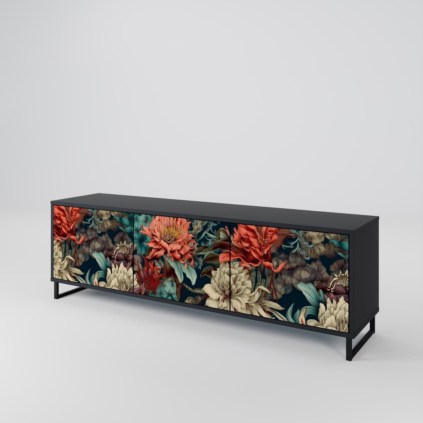 Mobile TV SPROUTING GRACE a 3 ante con finitura nera