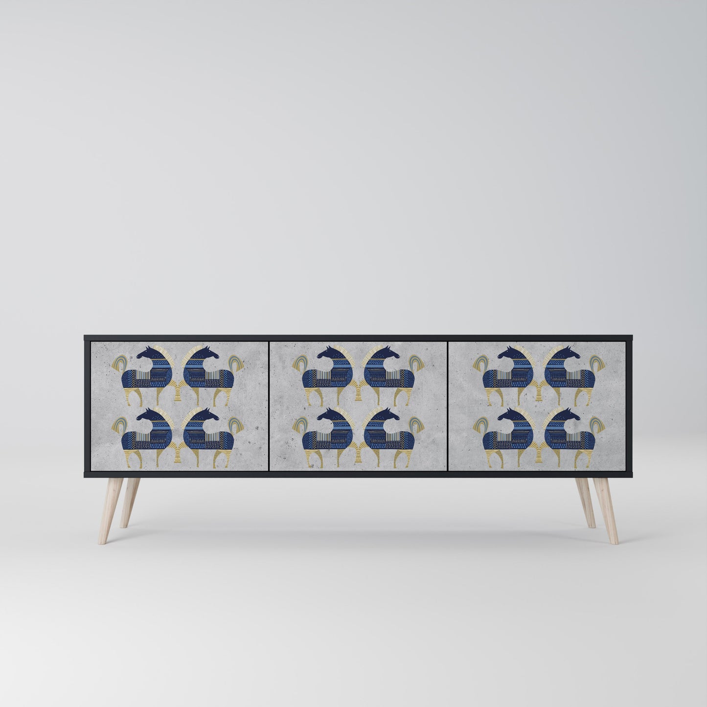 Mobile TV MAJESTIC STEED a 3 ante con finitura nera