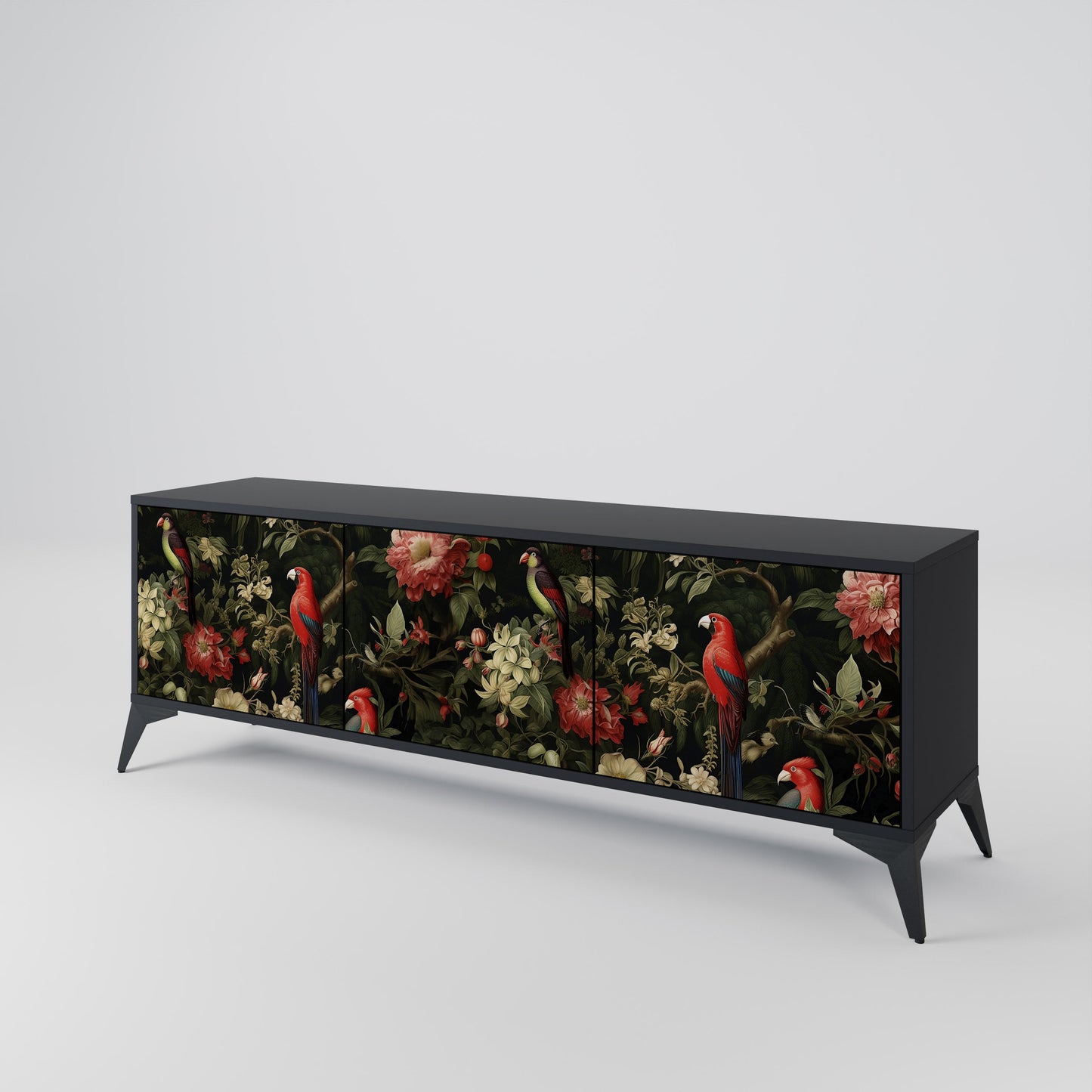 Mobile TV AVIAN GREENERY a 3 ante con finitura nera