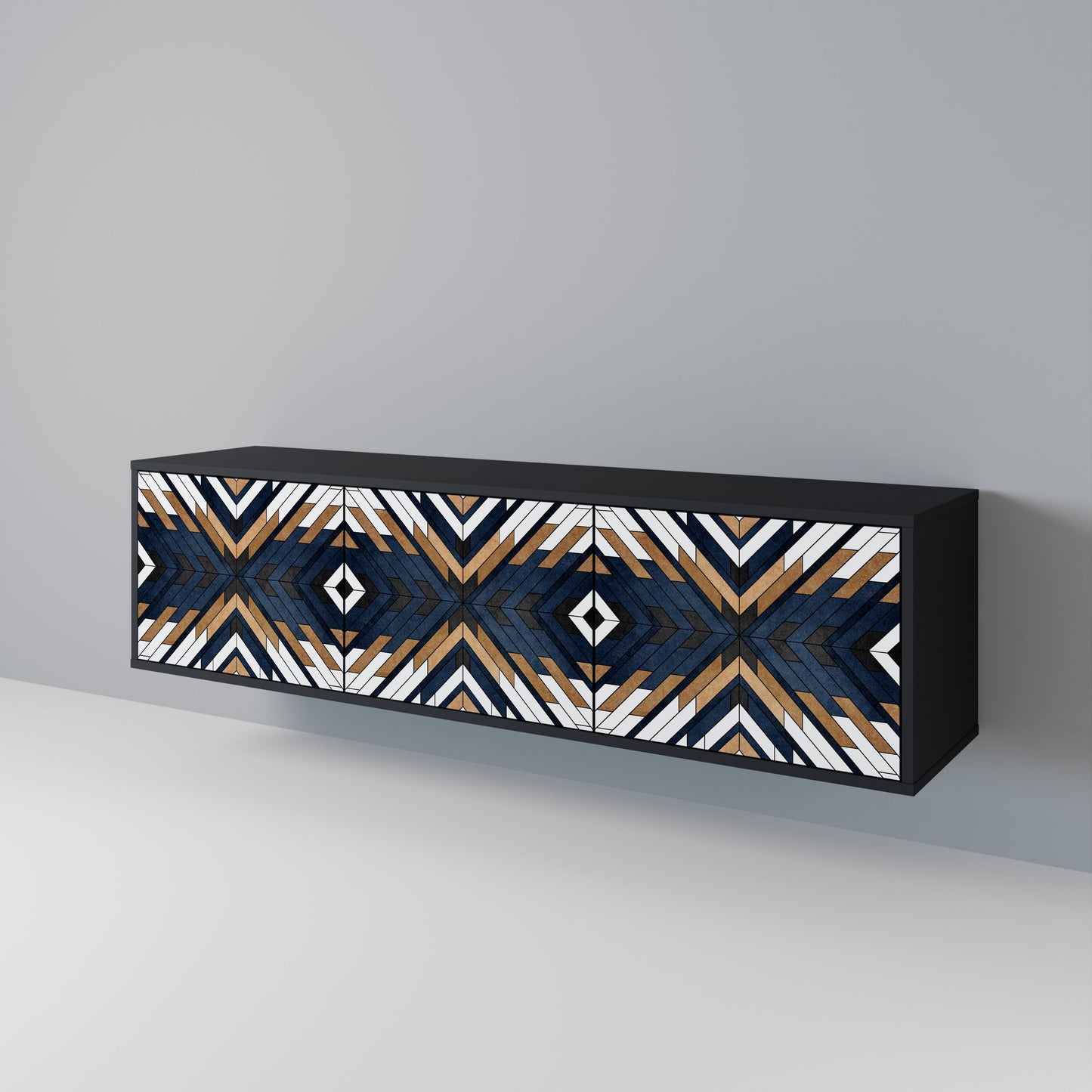 Mobile TV a 3 ante ARTFUL GEOMETRY in finitura nera