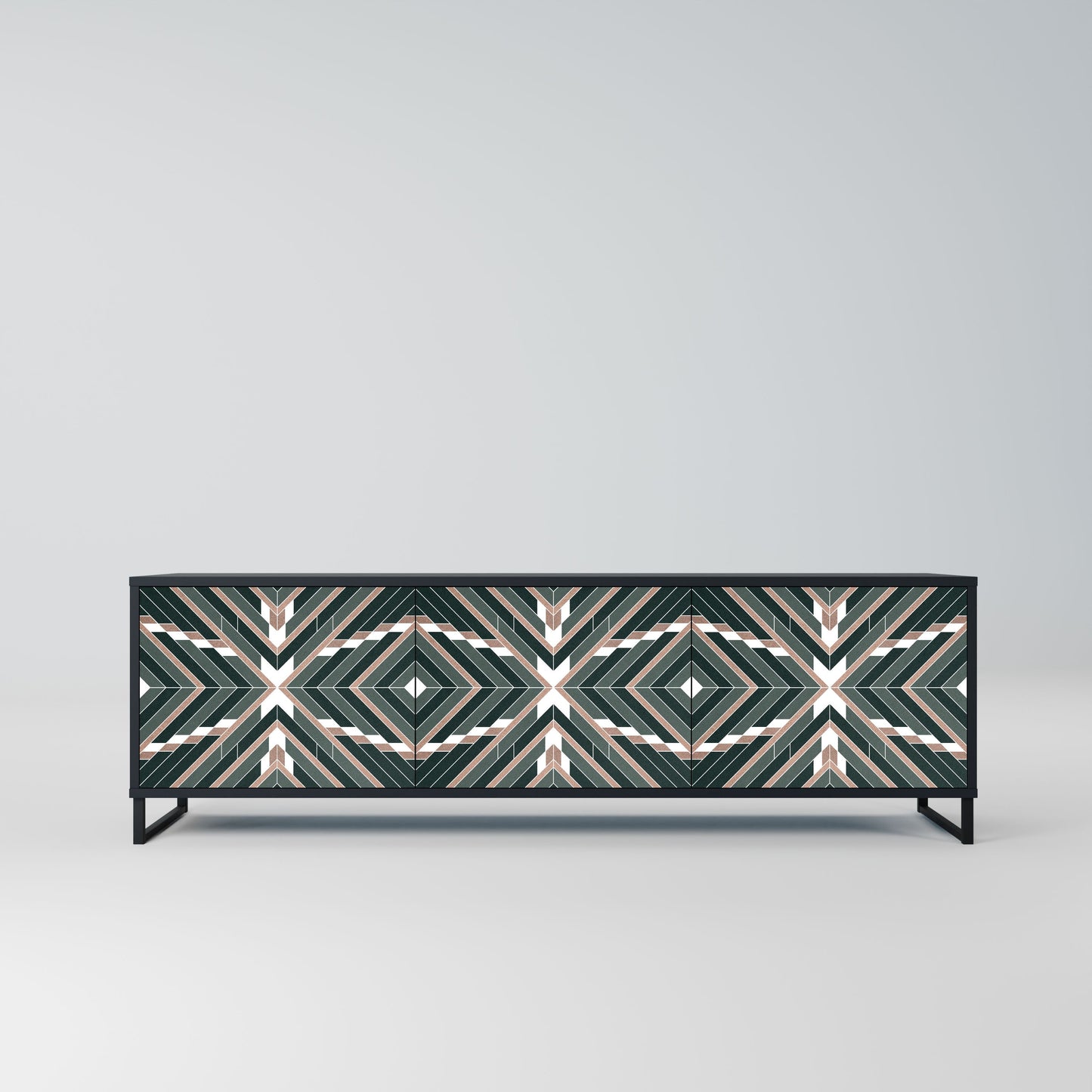 DIMENSION DELIGHTS 3-Door TV Stand in Black Finish
