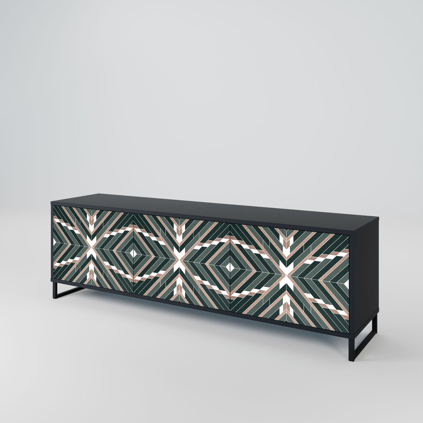 DIMENSION DELIGHTS 3-Door TV Stand in Black Finish