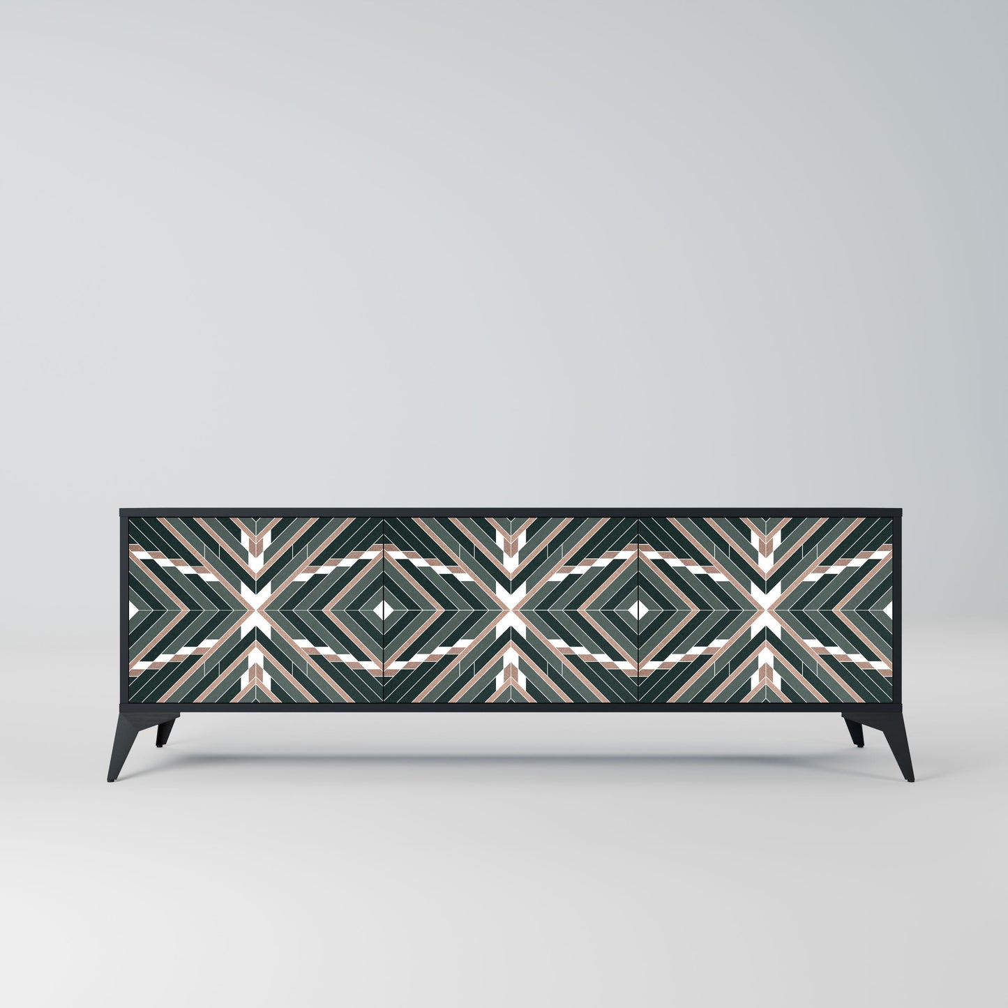 DIMENSION DELIGHTS 3-Door TV Stand in Black Finish
