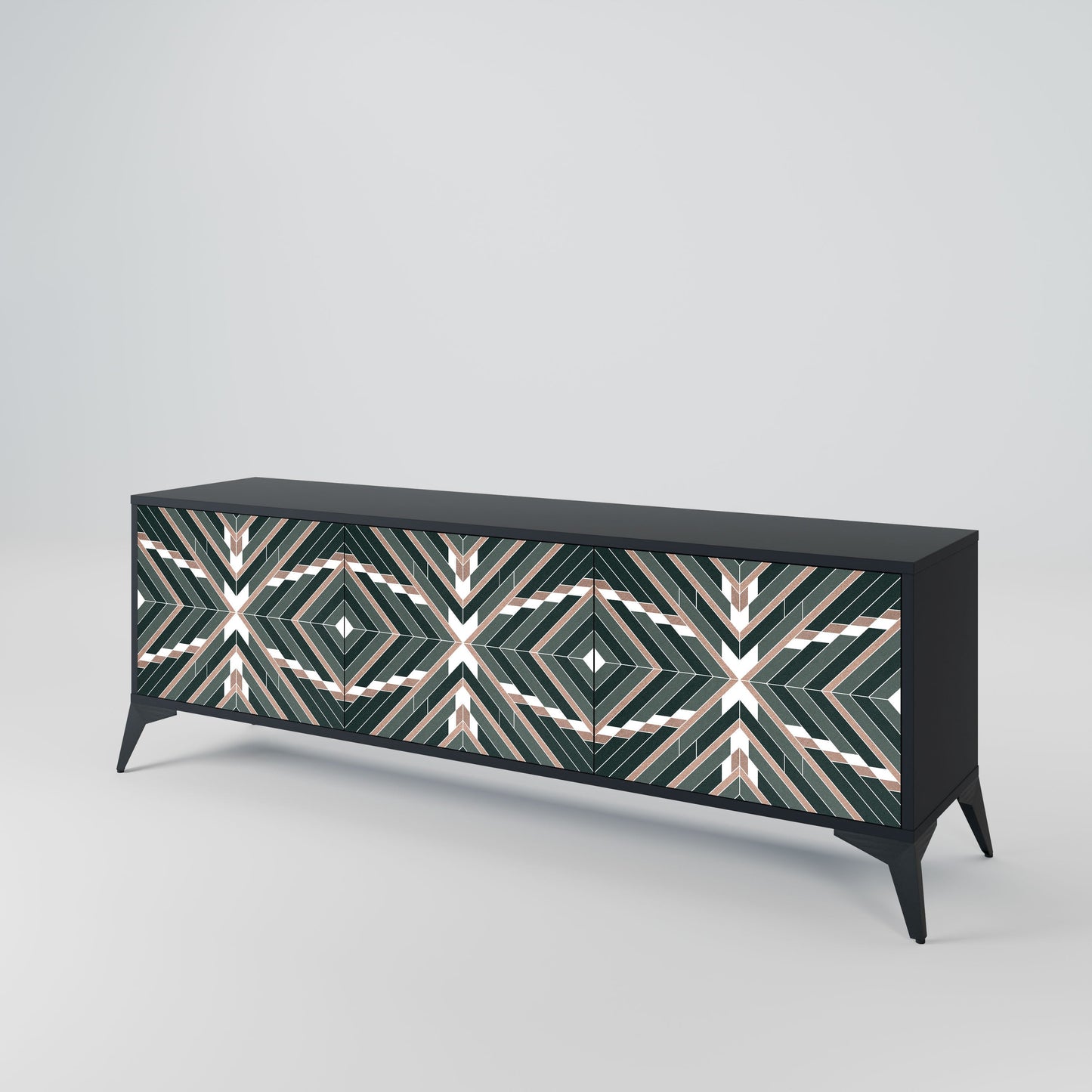 DIMENSION DELIGHTS 3-Door TV Stand in Black Finish