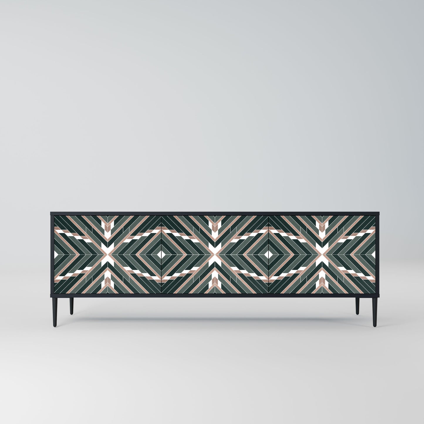 DIMENSION DELIGHTS 3-Door TV Stand in Black Finish