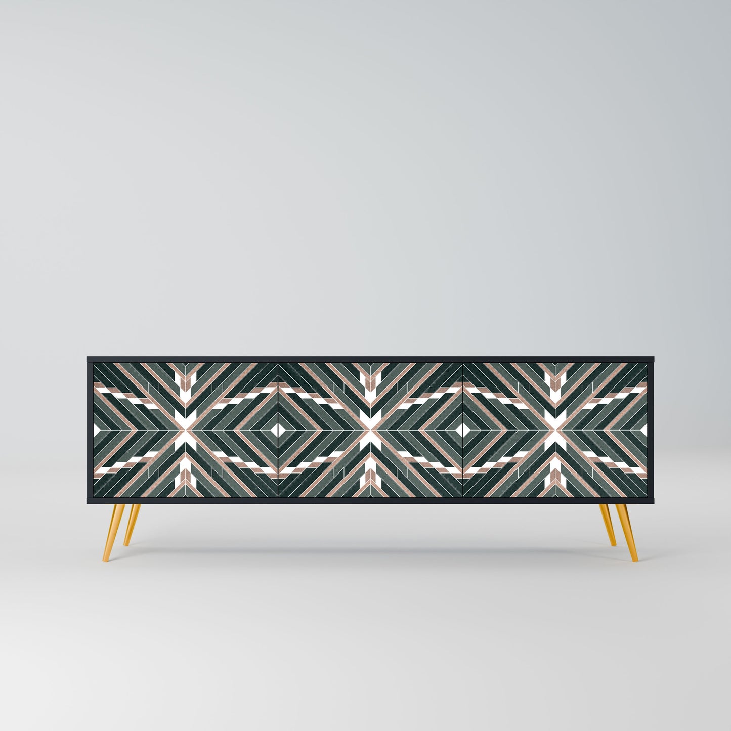 DIMENSION DELIGHTS 3-Door TV Stand in Black Finish