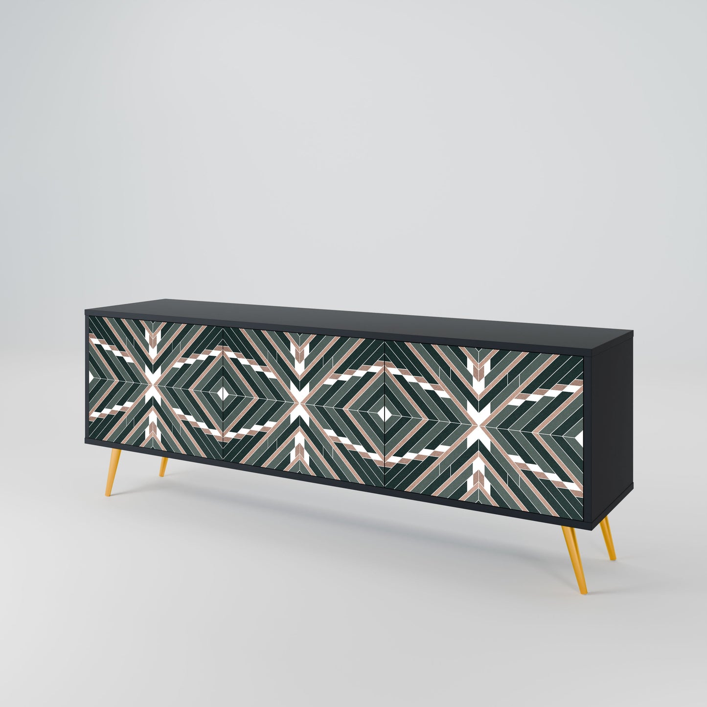 DIMENSION DELIGHTS 3-Door TV Stand in Black Finish