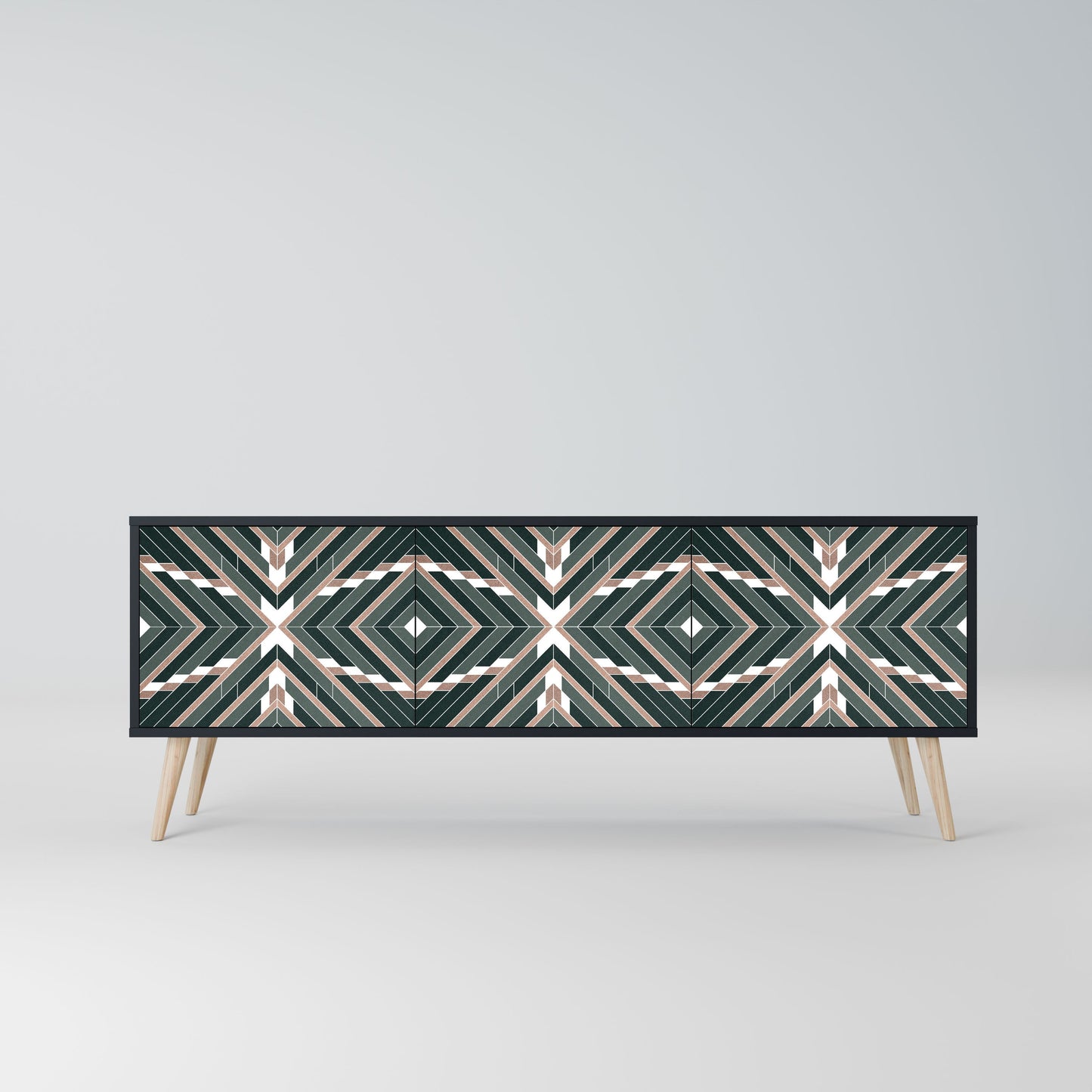 DIMENSION DELIGHTS 3-Door TV Stand in Black Finish
