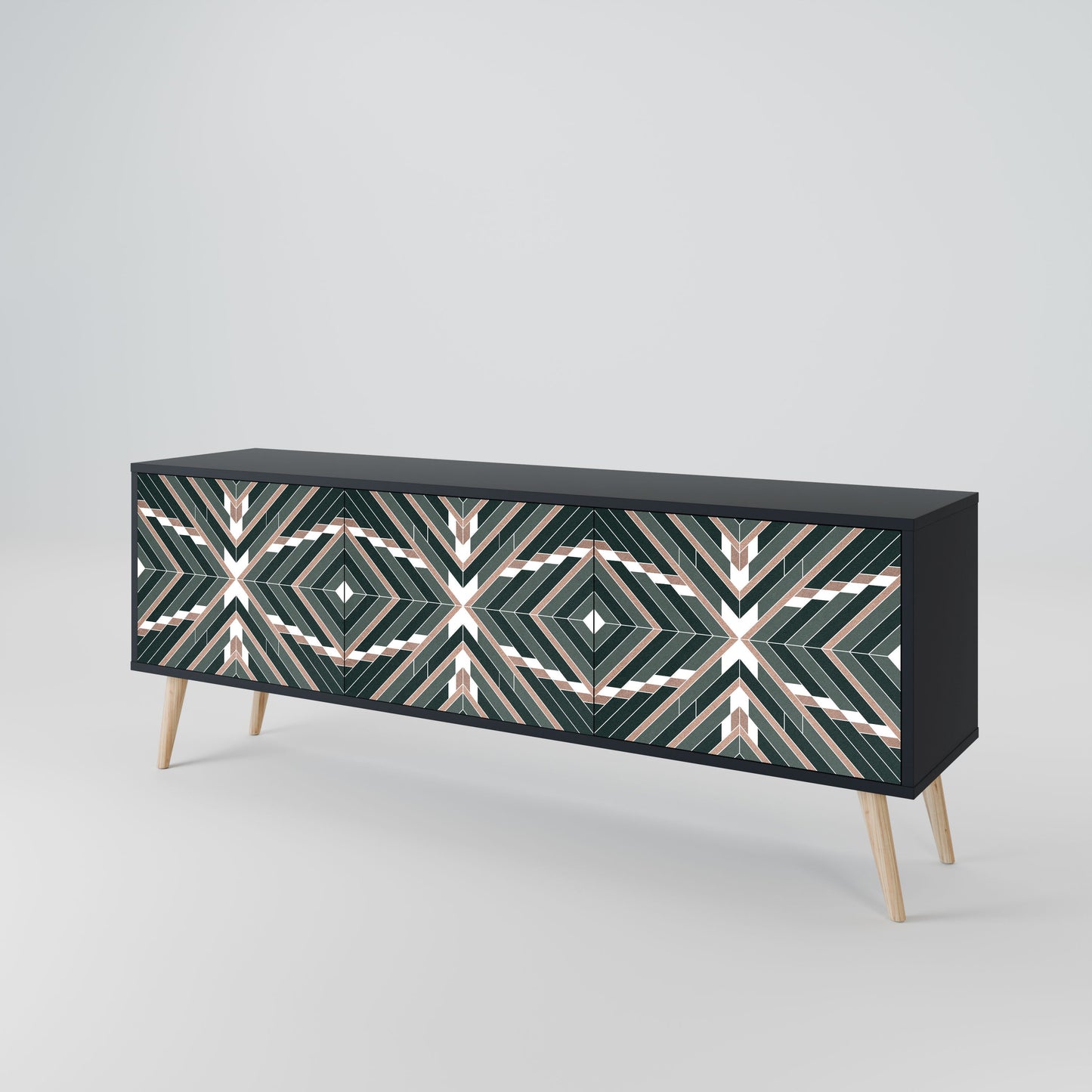 DIMENSION DELIGHTS 3-Door TV Stand in Black Finish