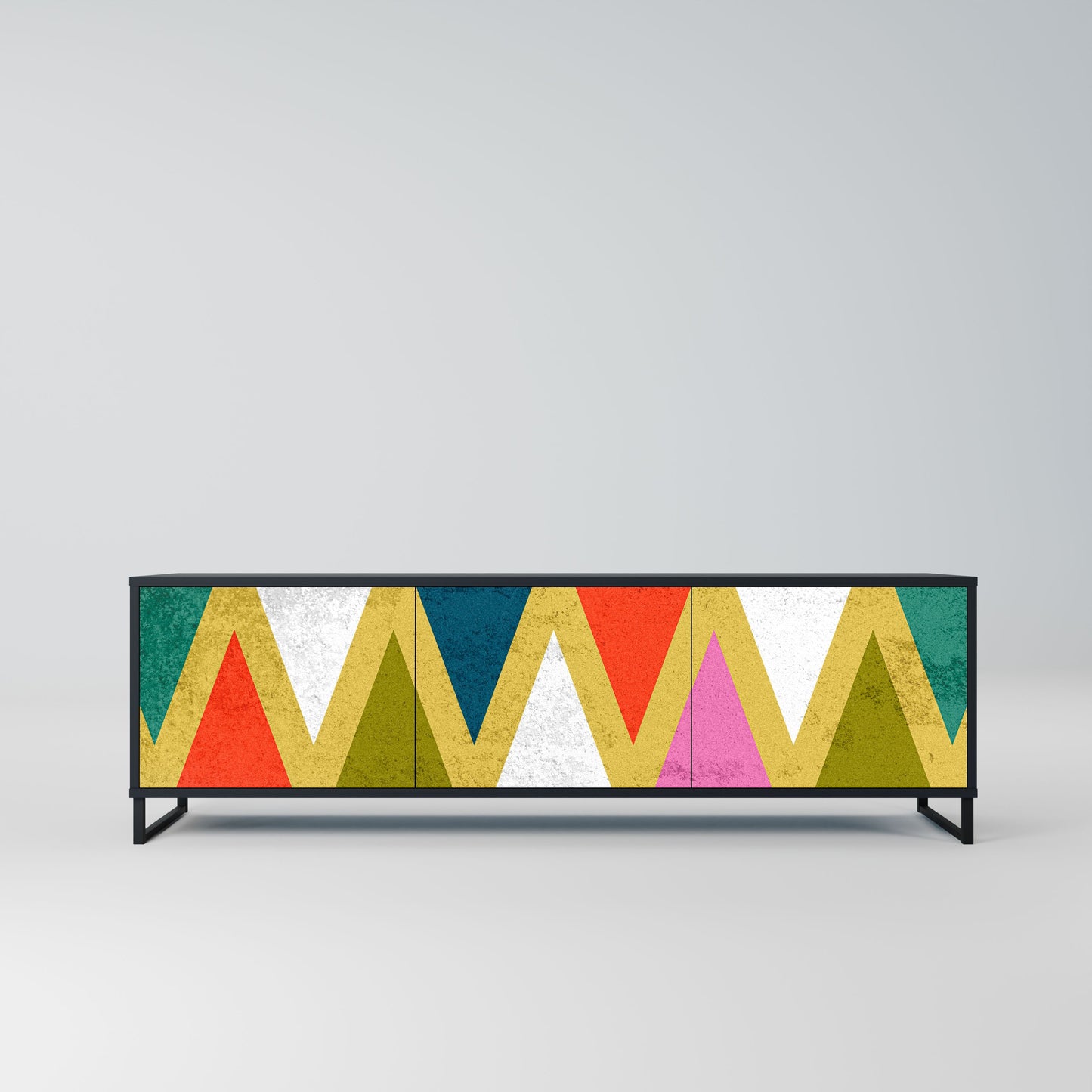 Mobile TV a 3 ante COLORFUL TRIANGLES in finitura nera
