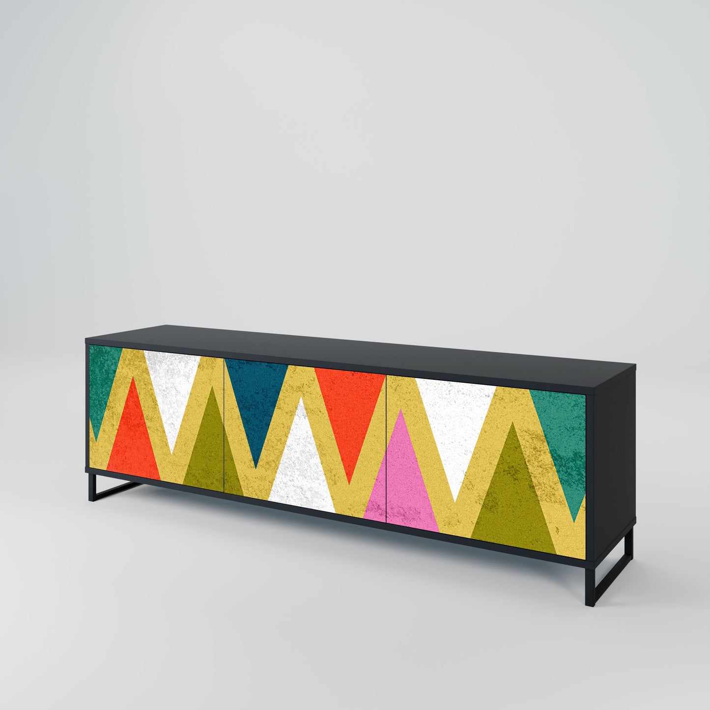 Mobile TV a 3 ante COLORFUL TRIANGLES in finitura nera