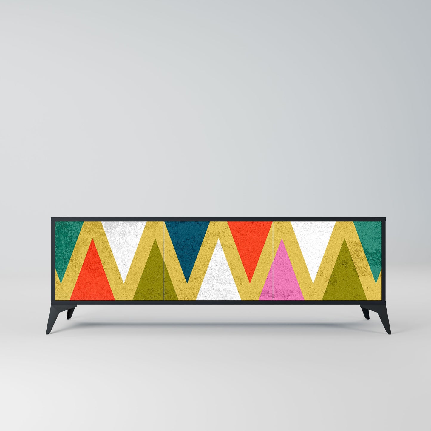 Mobile TV a 3 ante COLORFUL TRIANGLES in finitura nera