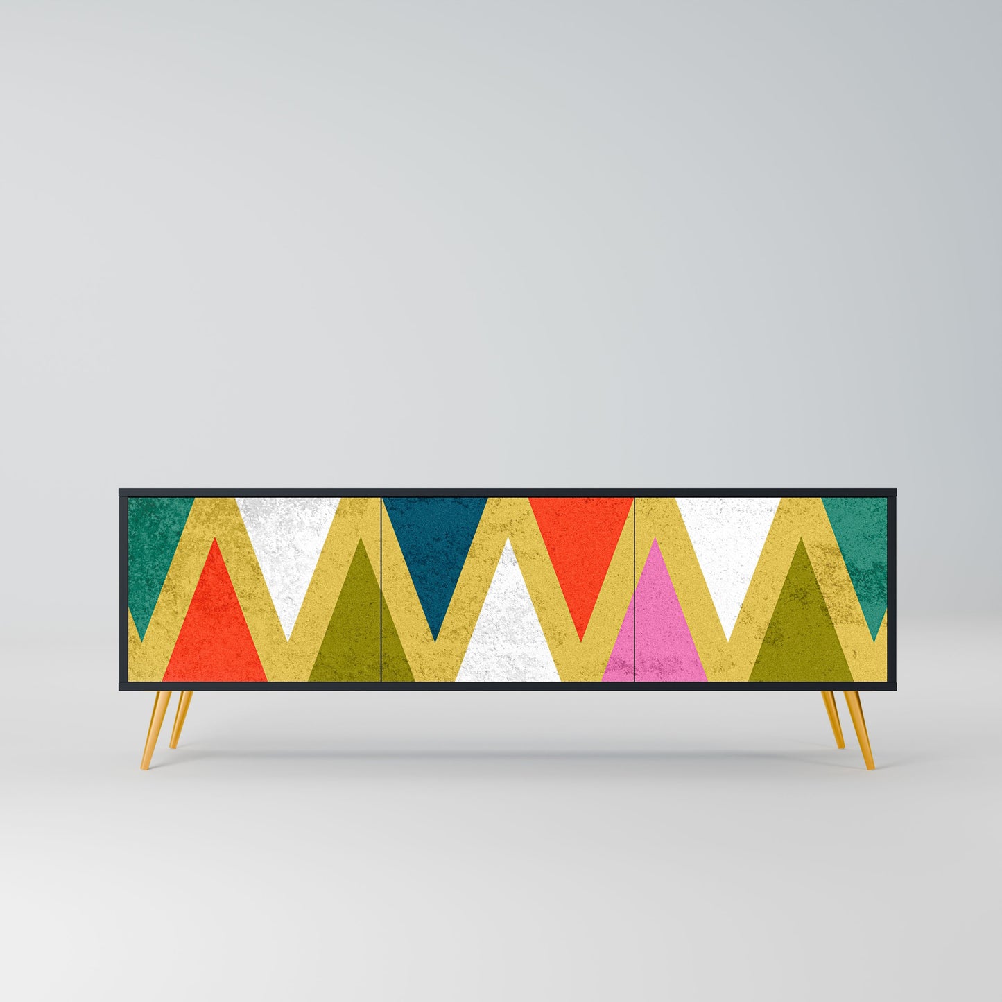 Mobile TV a 3 ante COLORFUL TRIANGLES in finitura nera