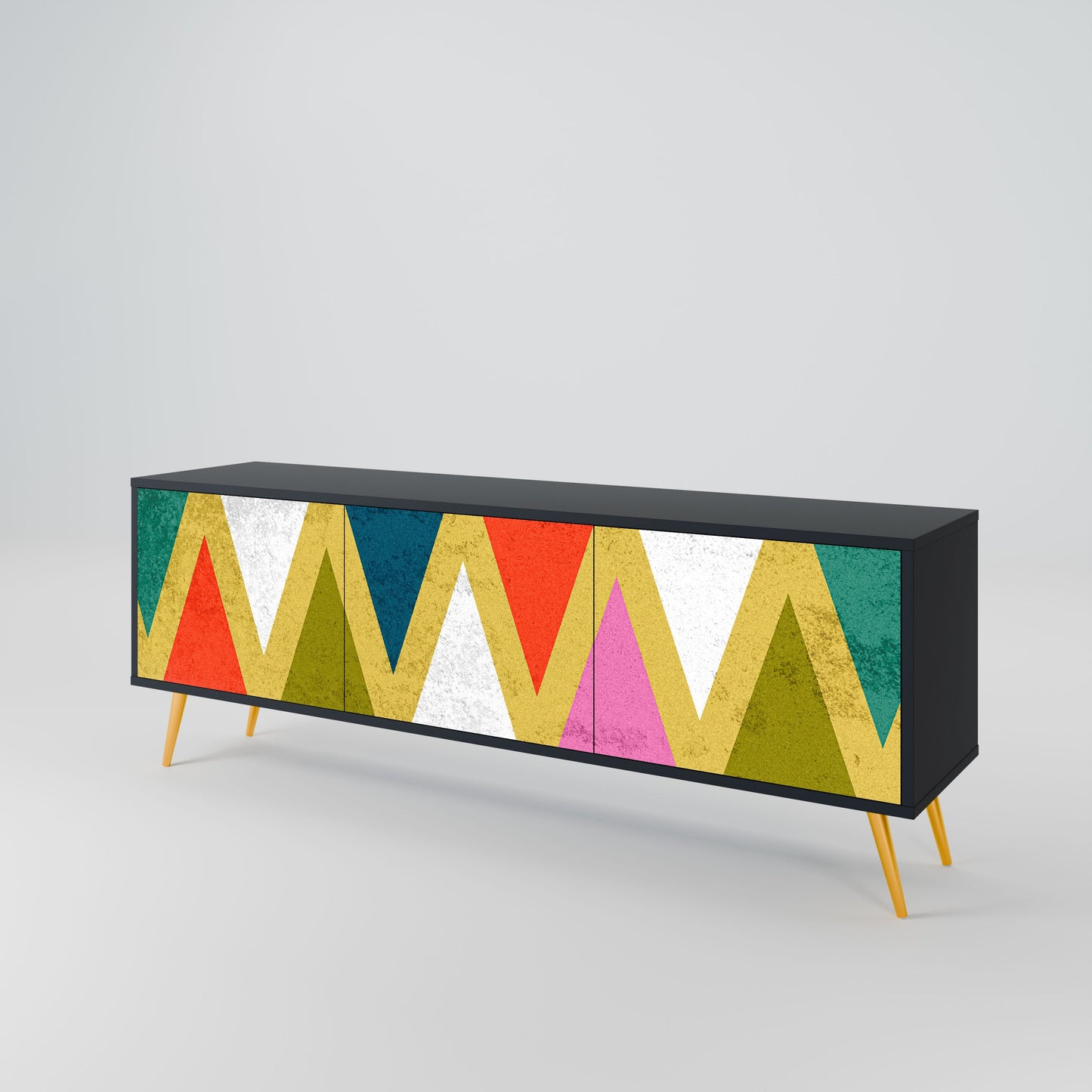 Mobile TV a 3 ante COLORFUL TRIANGLES in finitura nera