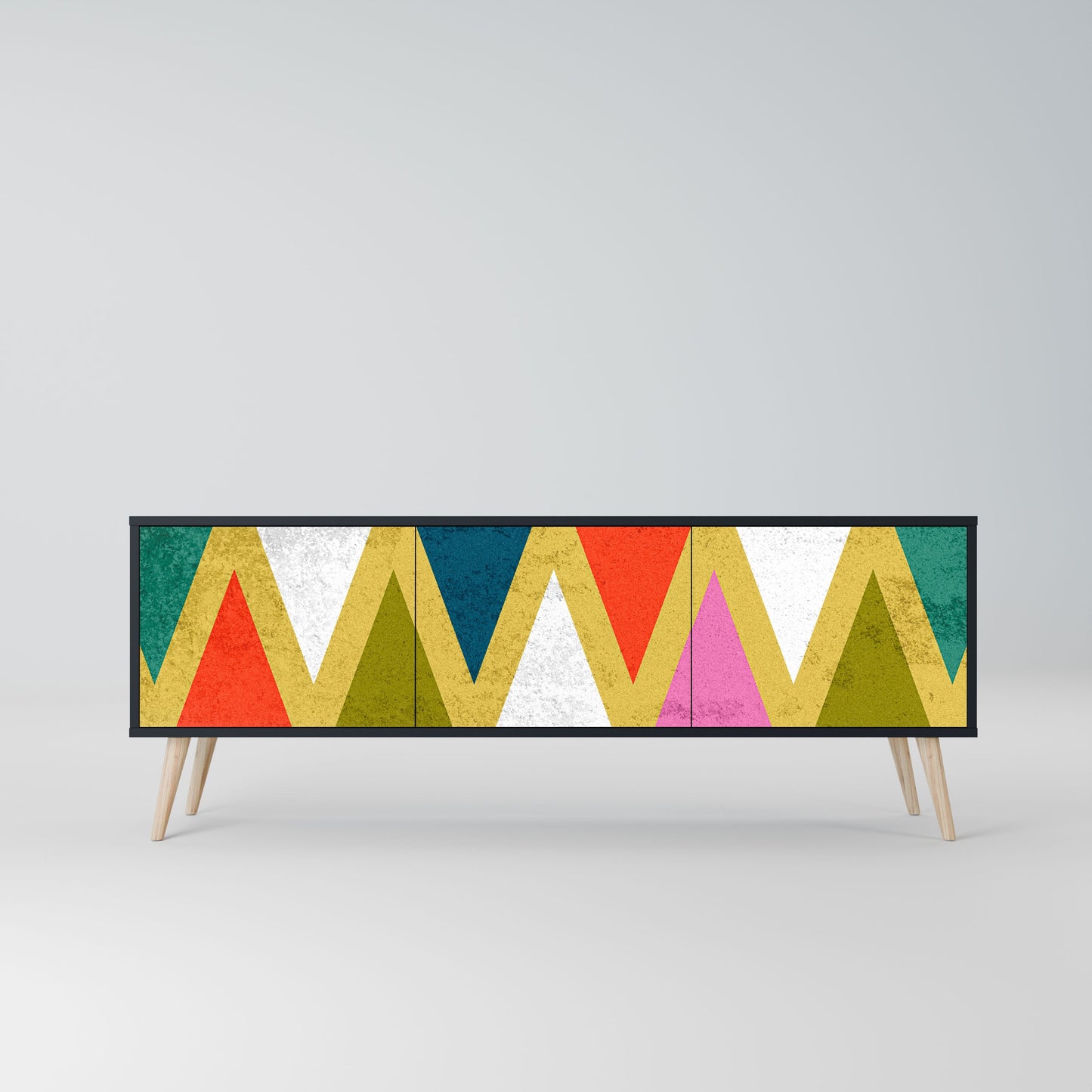 Mobile TV a 3 ante COLORFUL TRIANGLES in finitura nera