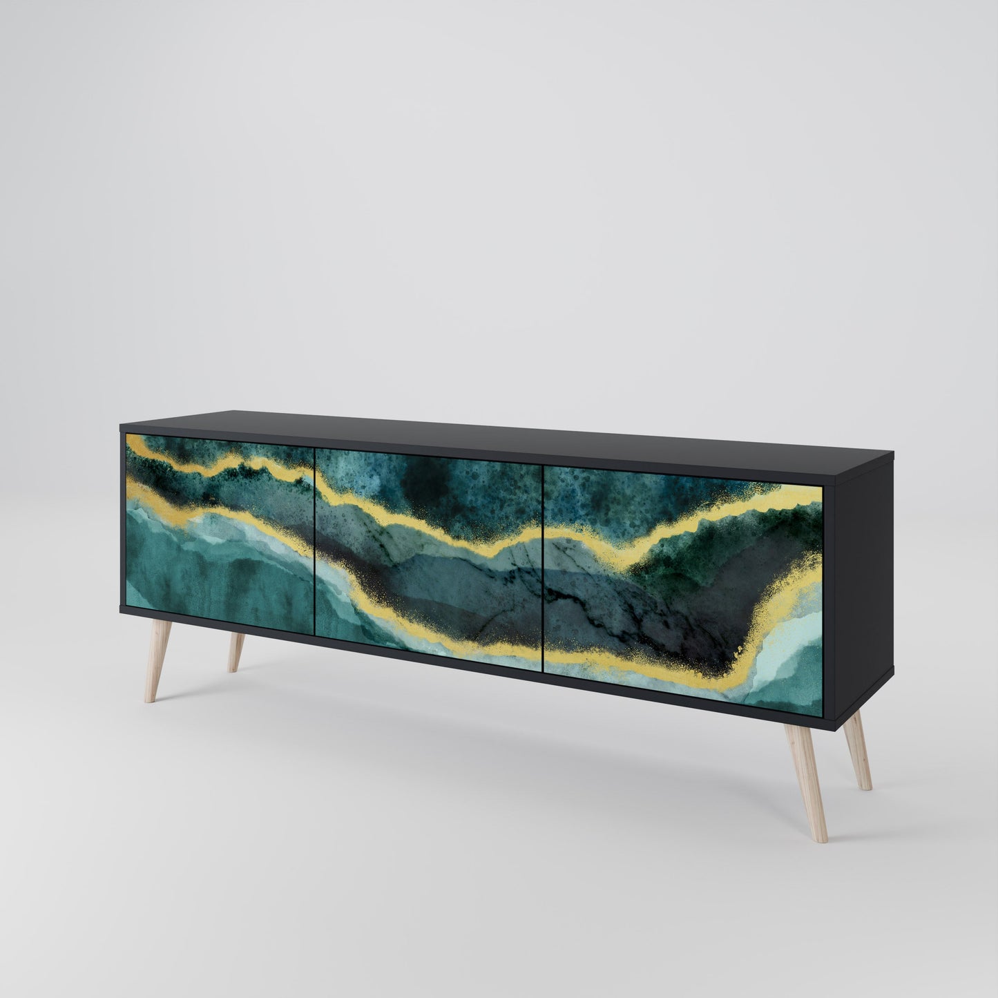 Mobile TV GOLDRUSH ODYSSEY a 3 ante con finitura nera