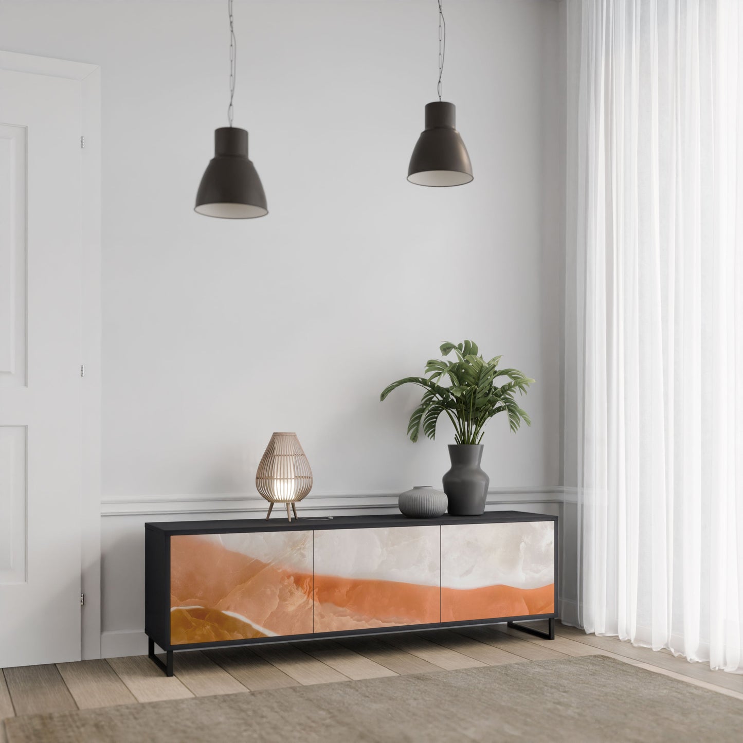 SANDHILLS SPLENDOUR 3-Door TV Stand in Black Finish