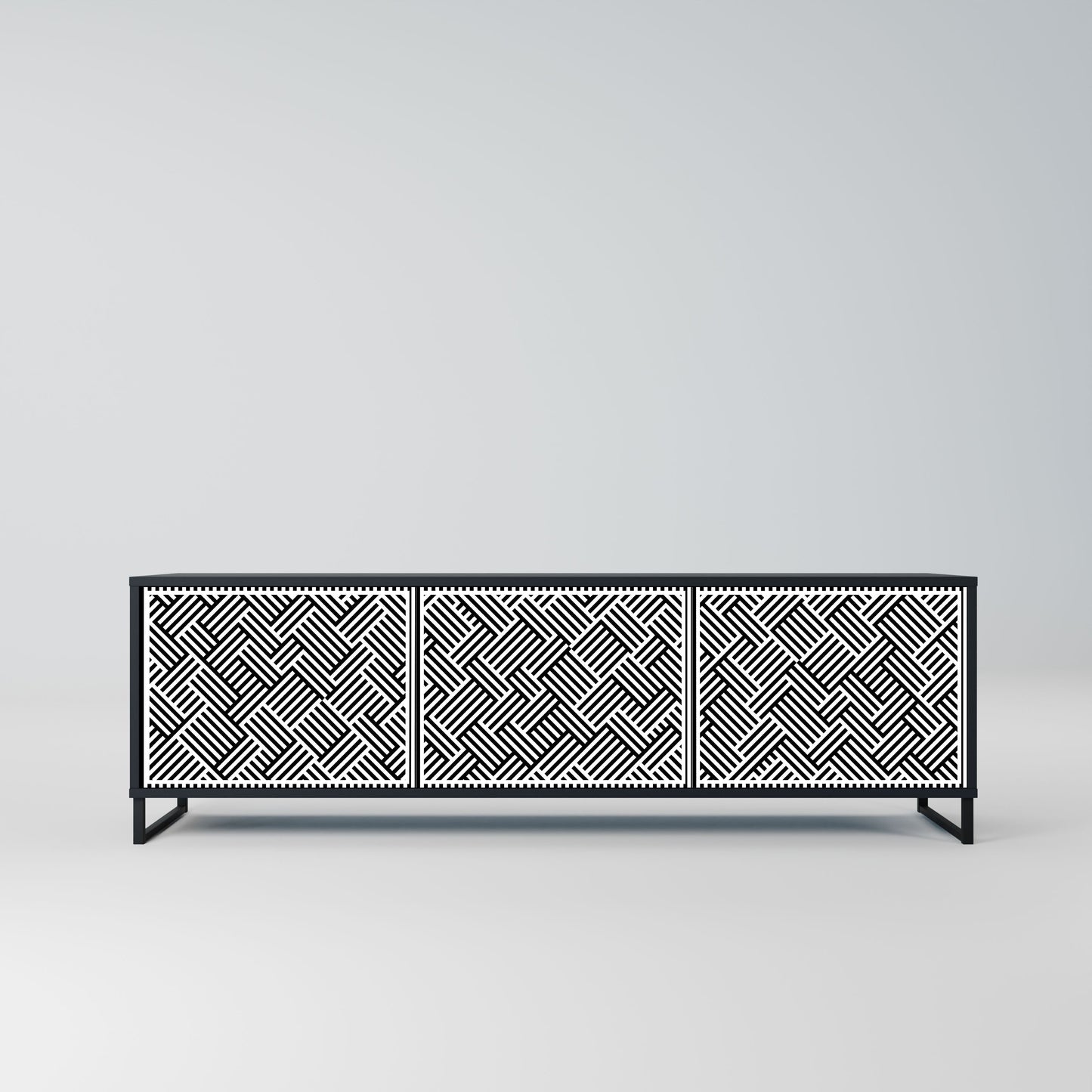 TEMPORARY SEQUENCE 3-Door TV Stand in Black Finish