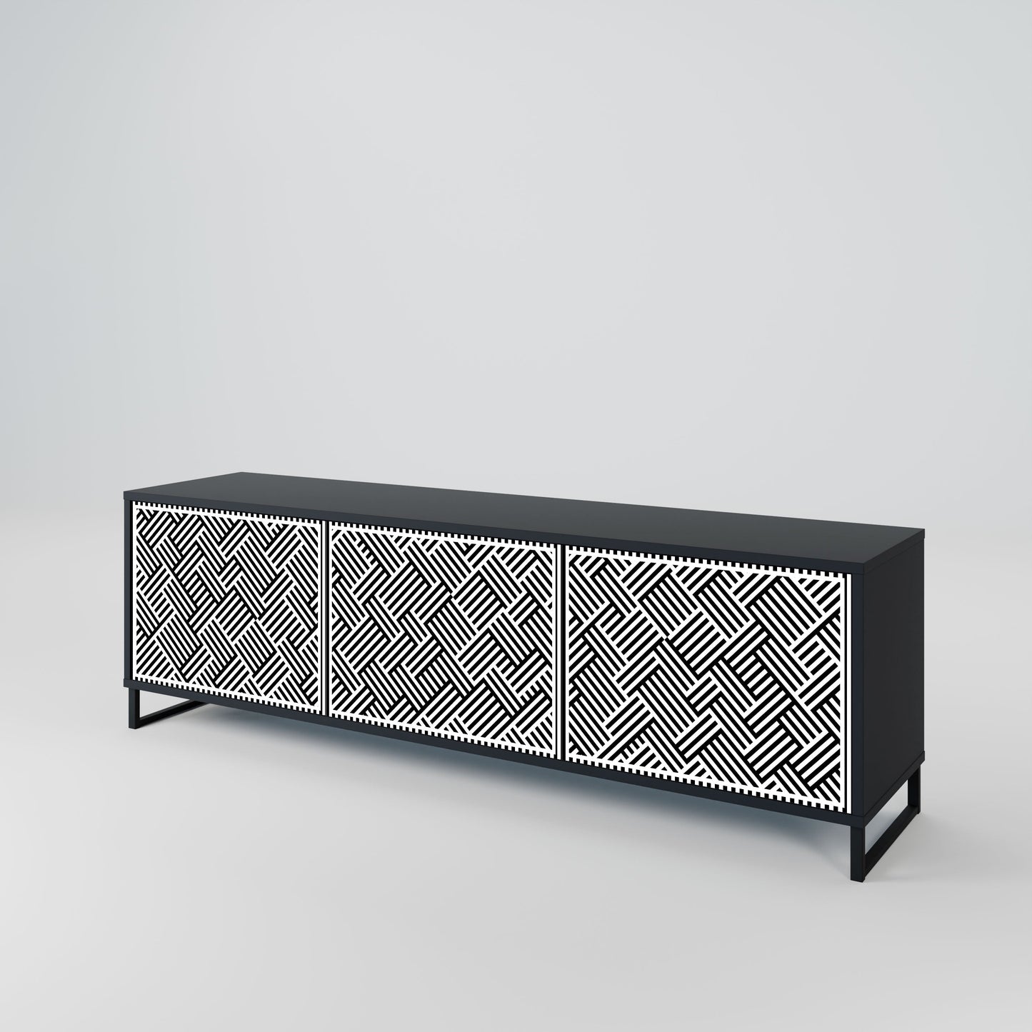 TEMPORARY SEQUENCE 3-Door TV Stand in Black Finish