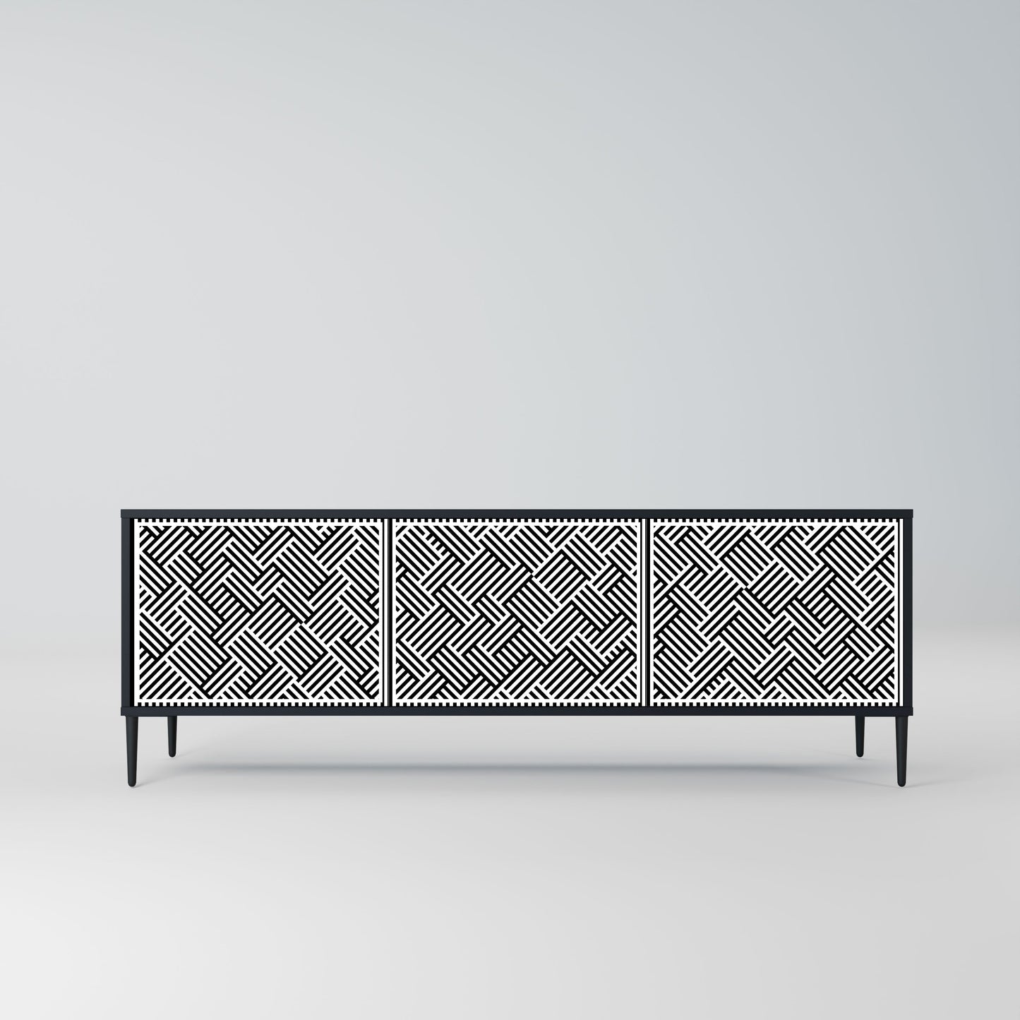 TEMPORARY SEQUENCE 3-Door TV Stand in Black Finish